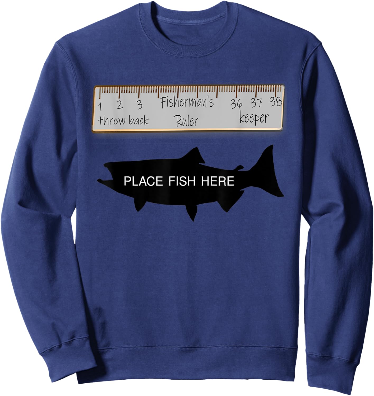 Fisherman's Ruler Size Chart Funny Fishing Size Guide Sweatshirt - Sweatshirt | Navy
