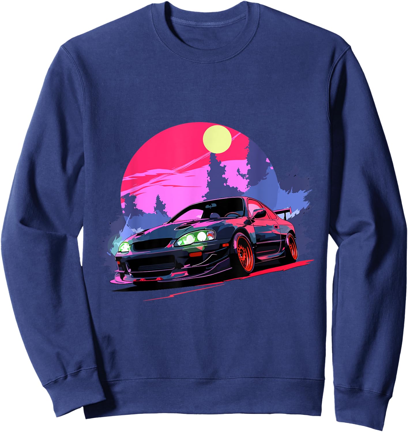 Midnight JDM Night Racer Japanese Race Car Sweatshirt - Sweatshirt | Navy