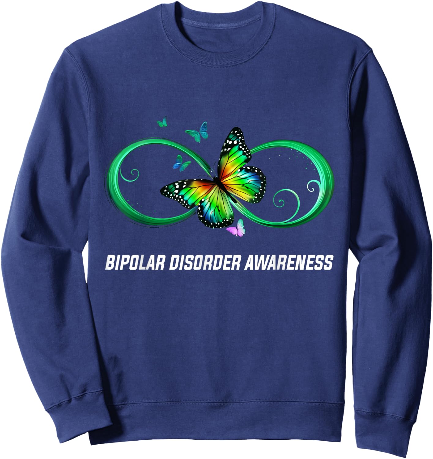 Infinity Butterfly Bipolar Disorder Awareness Sweatshirt - Sweatshirt | Navy