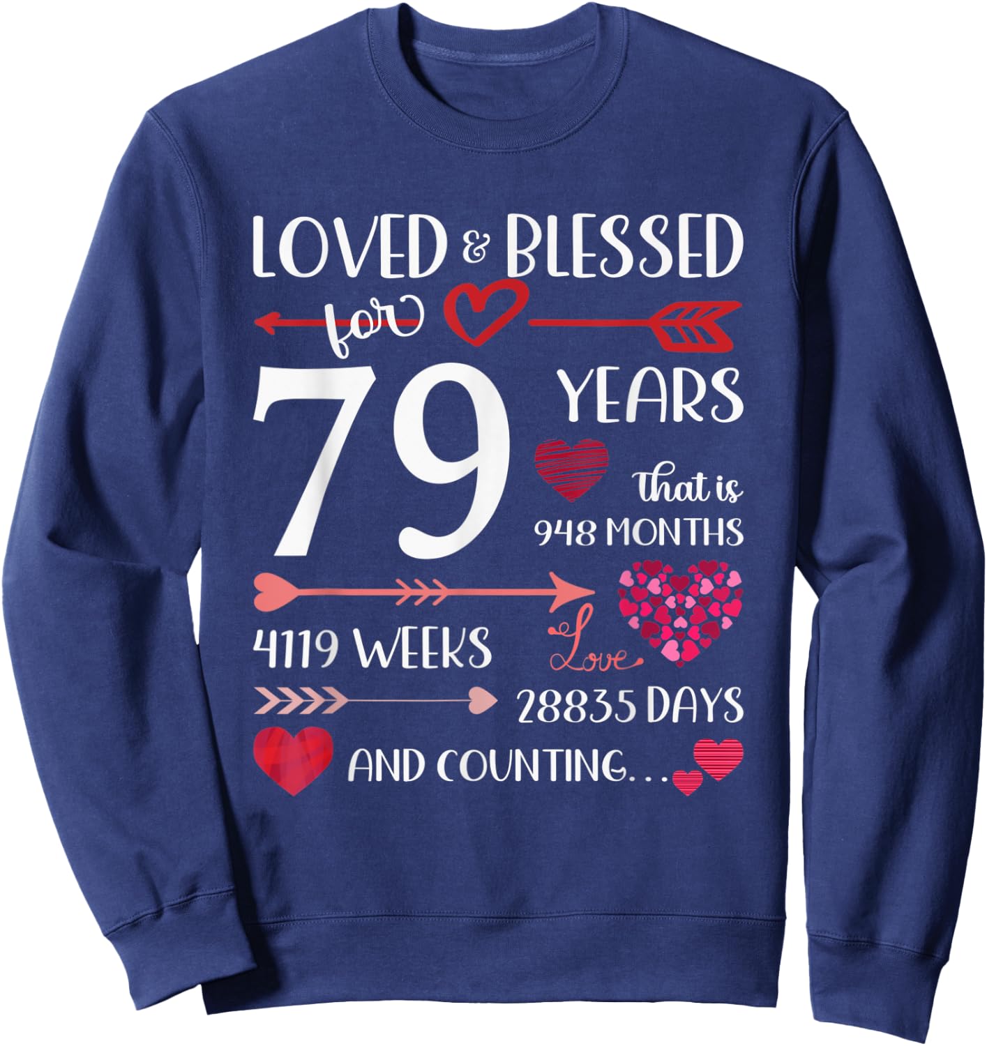 Loved And Blessed For 79 Years Old 79th Birthday Mothers Day Sweatshirt - Sweatshirt | Navy