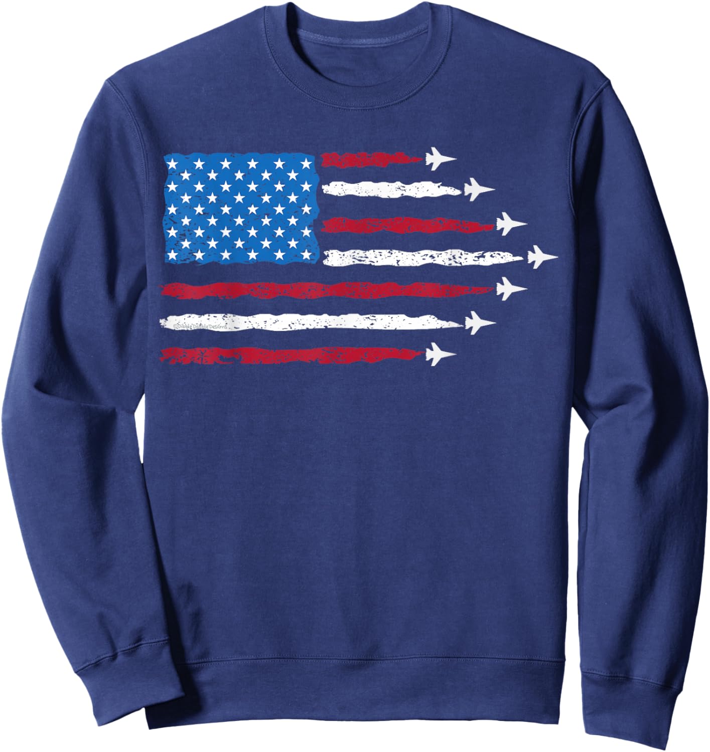 Patriotic Red White Blue USA Flag Fighter Jets 4th of July Sweatshirt - Sweatshirt | Navy