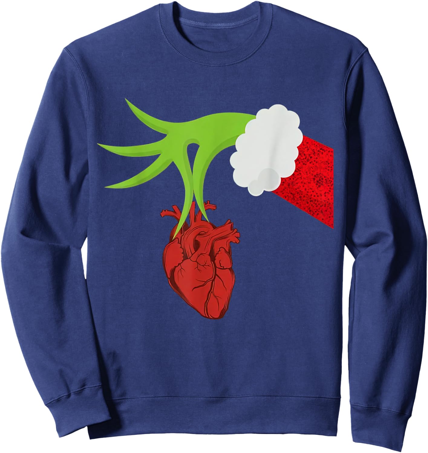 Christmas Cardiac Nurse Heart Anatomy Cardiology RN Nursing Sweatshirt - Sweatshirt | Navy