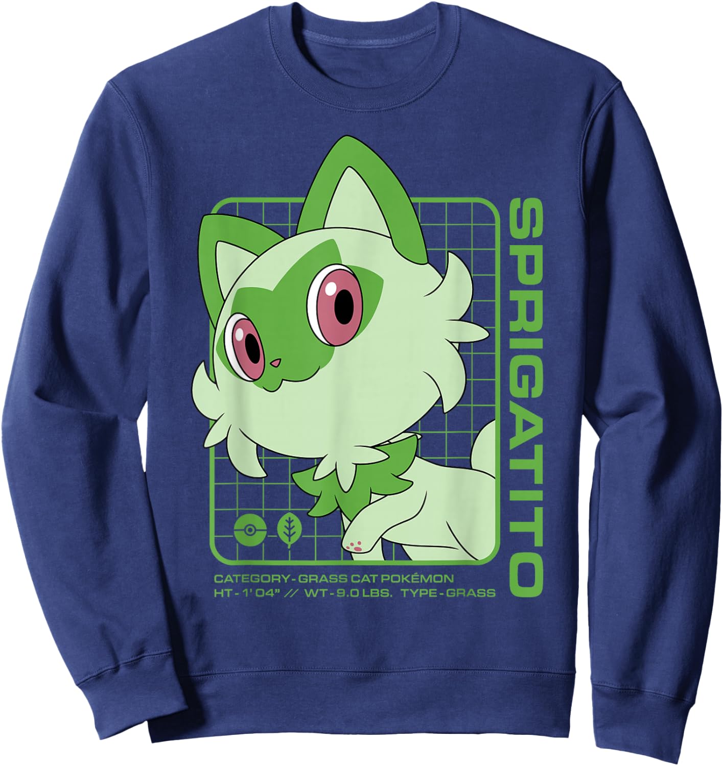 Pokémon - Sprigatito Stats Sweatshirt - Sweatshirt | Navy