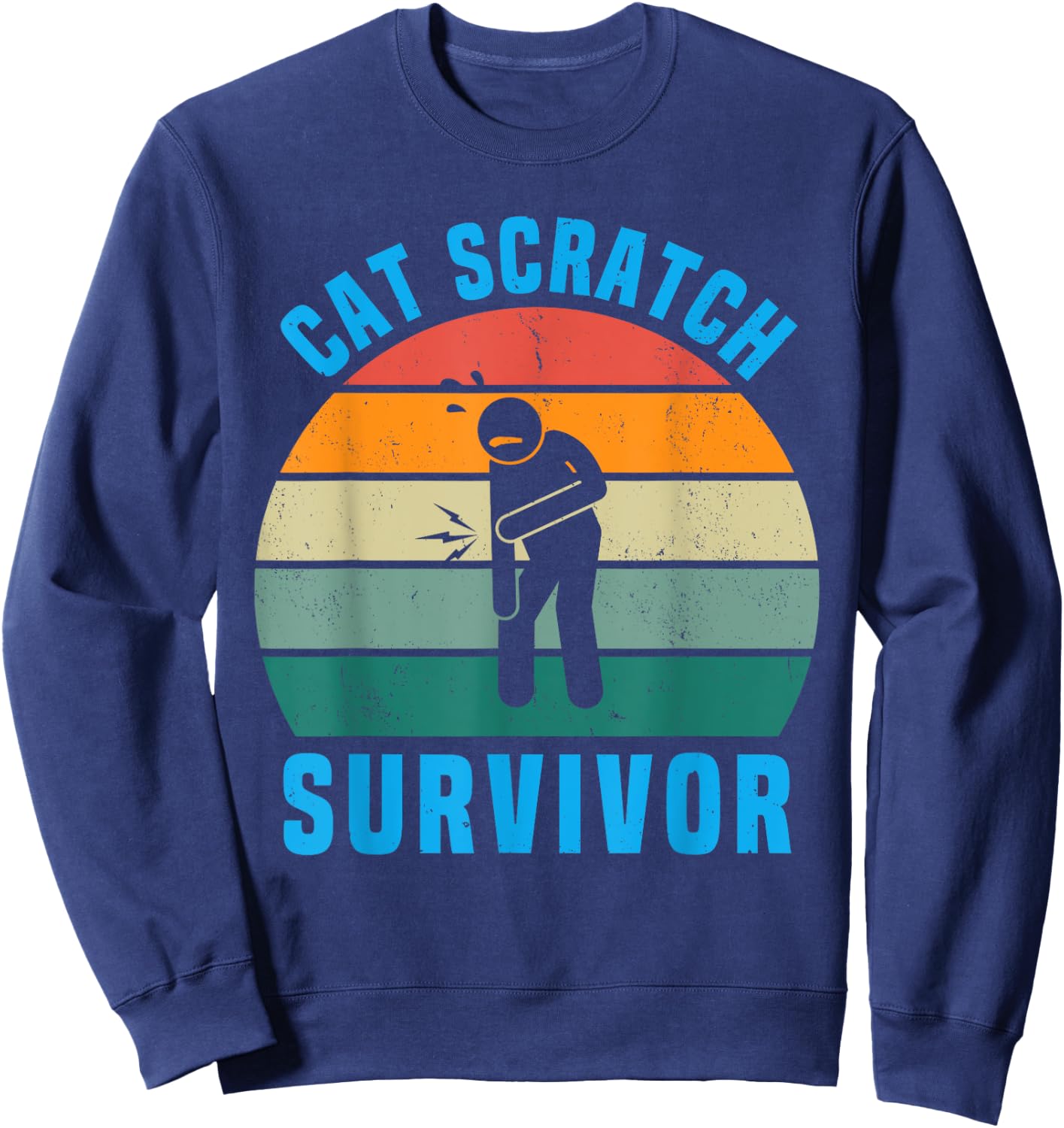 Cat Scratch Survivor I Survived a Feline Scratch Vintage Sweatshirt - Sweatshirt | Navy