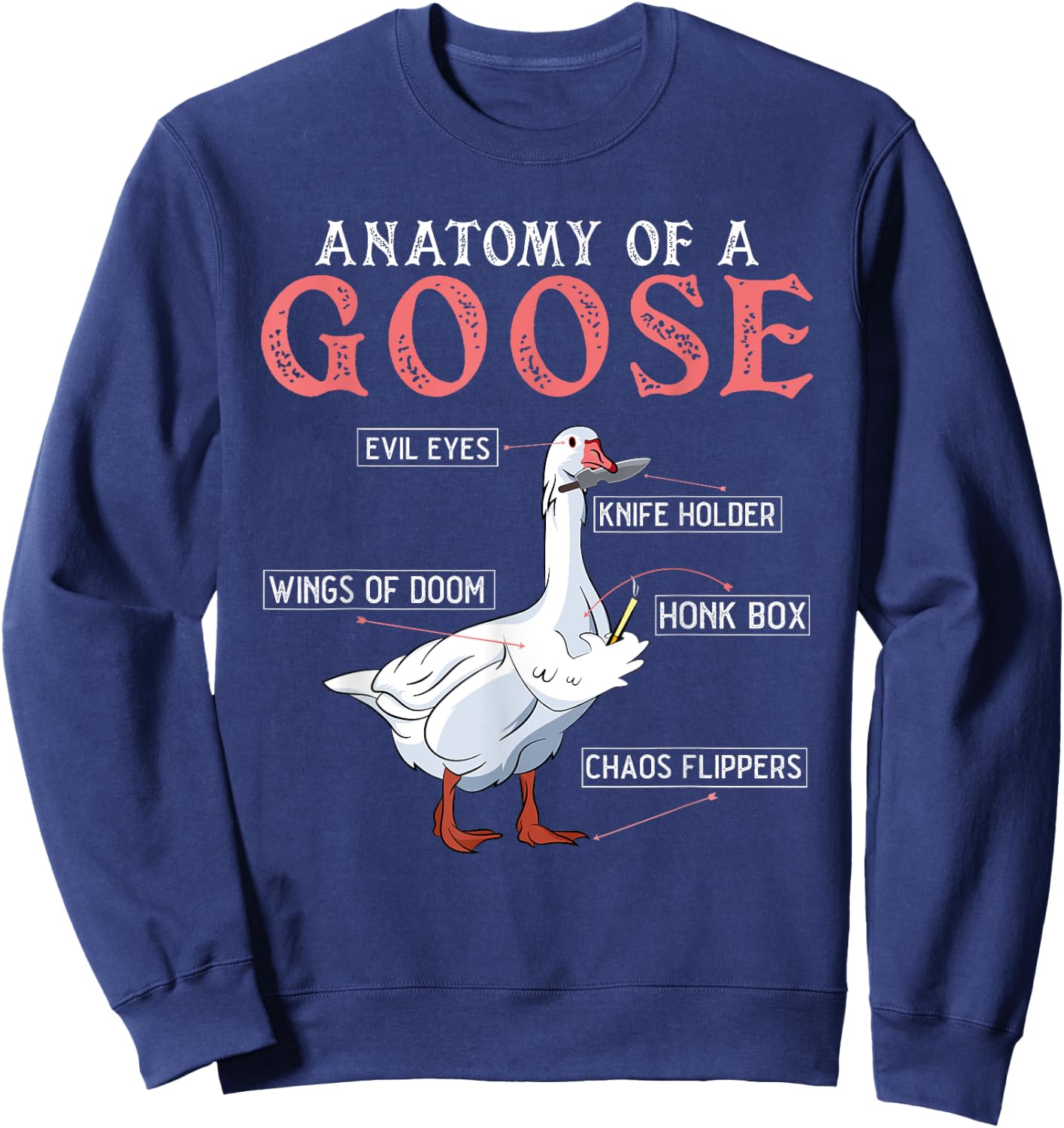 Goose Meme Geese Meme from Goose University Honk Sweatshirt - Sweatshirt | Navy