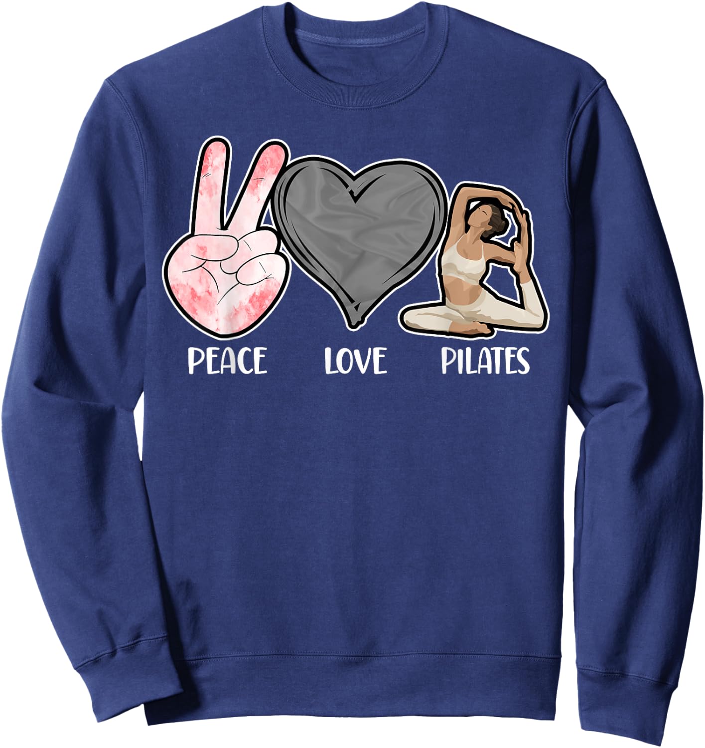 Pilates Instructor Teacher Peace Pilates Sweatshirt - Sweatshirt | Navy