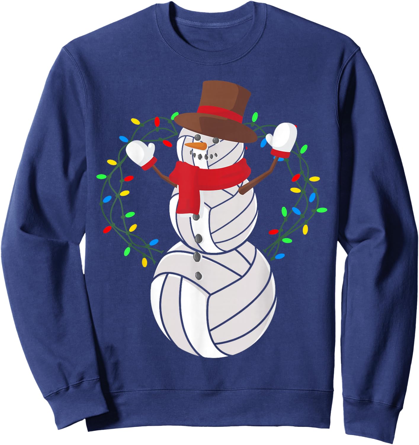 Volleyball Player Snowman Merry Xmas Christmas Day Sweatshirt - Sweatshirt | Navy