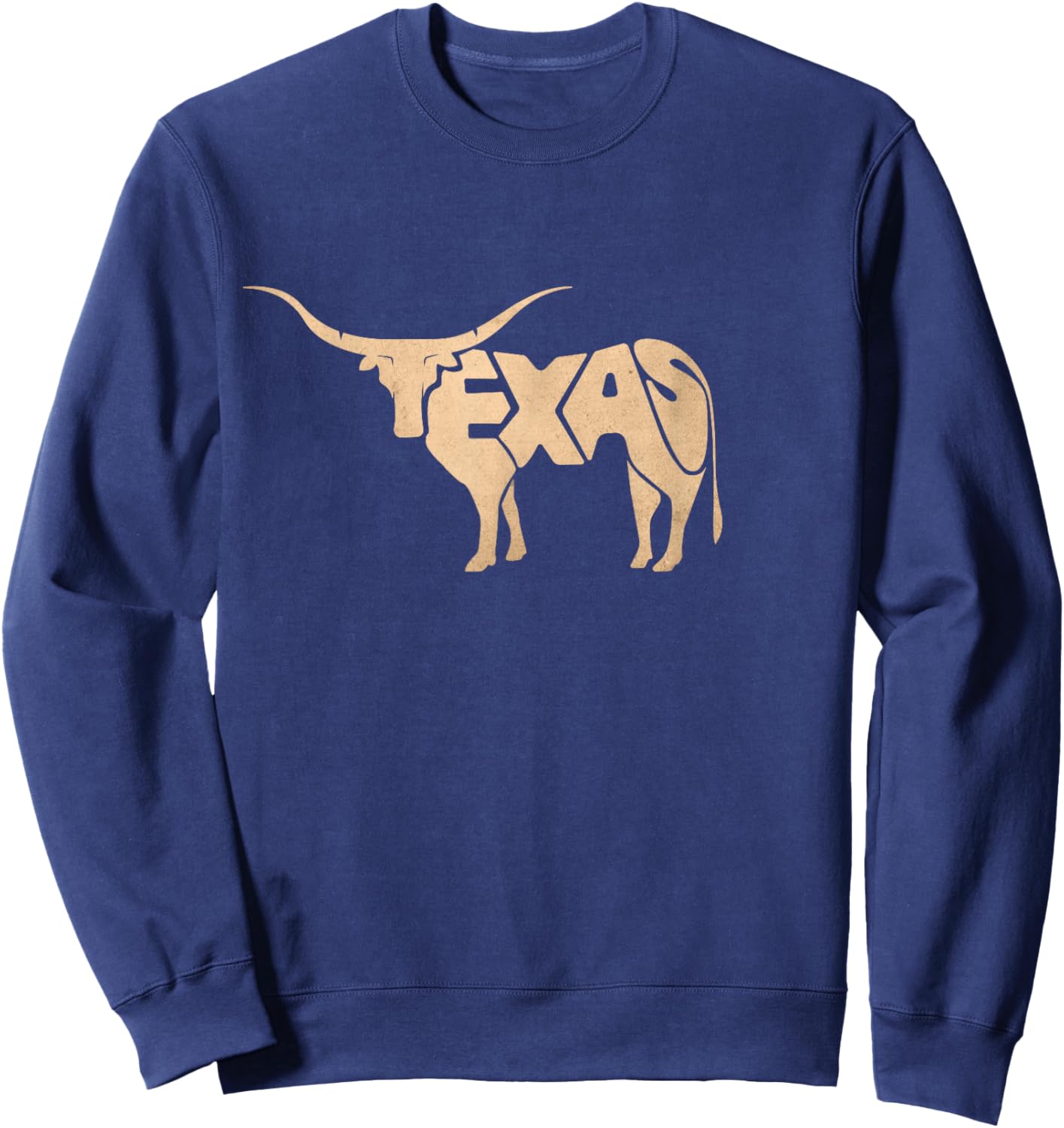 Texas Longhorn Word Art - Cool Animal Sweatshirt - Sweatshirt | Navy