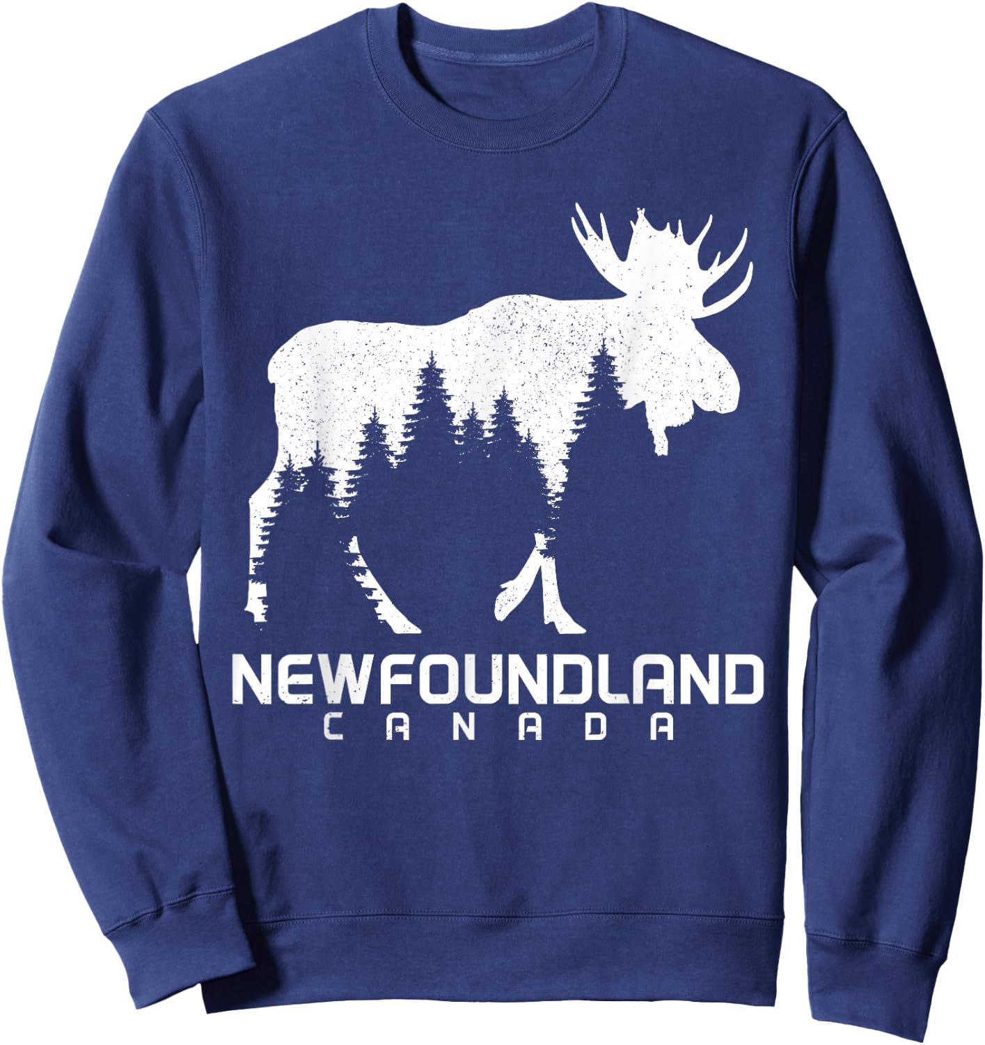 Newfoundland Canada Vintage Pride Souvenir Moose Nature Sweatshirt - Sweatshirt | Navy