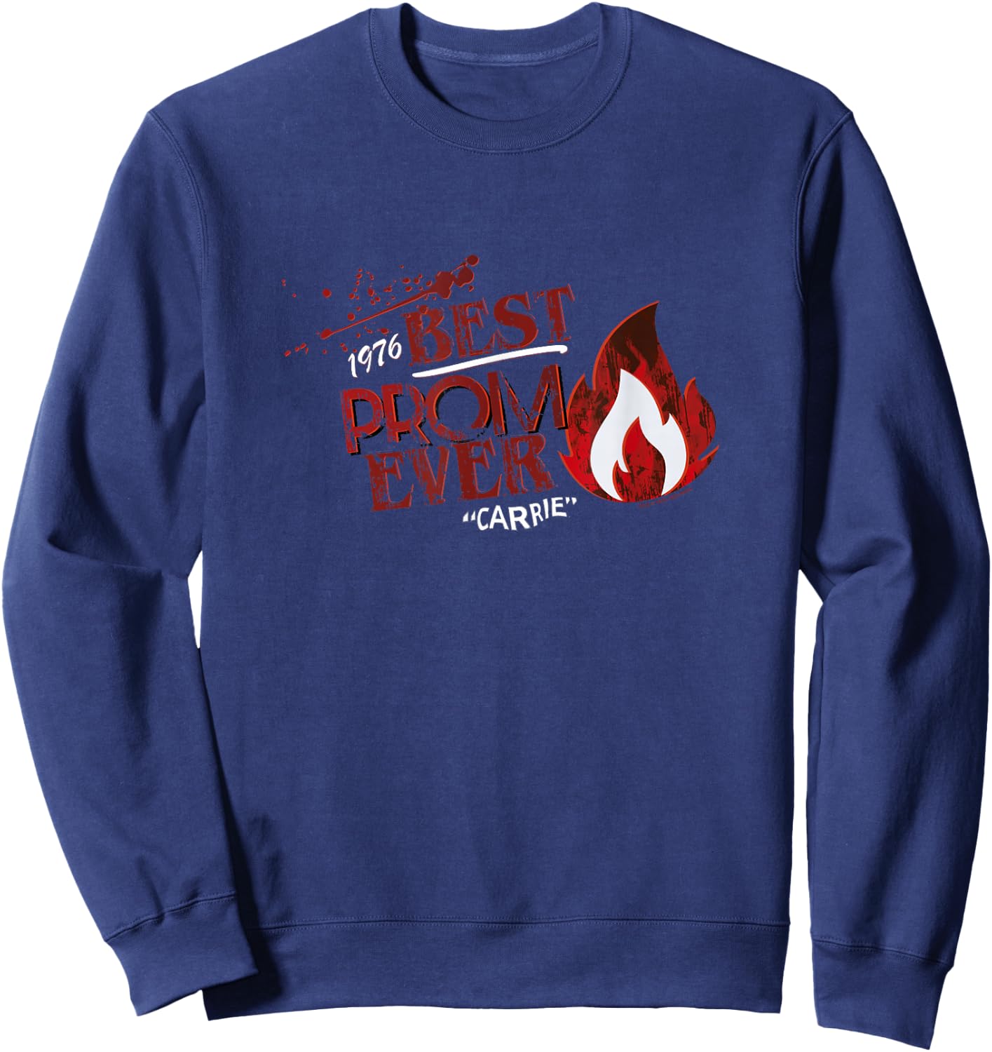 Carrie Halloween 1976 Best Prom Ever Distressed Bloody Logo Sweatshirt - Sweatshirt | Navy