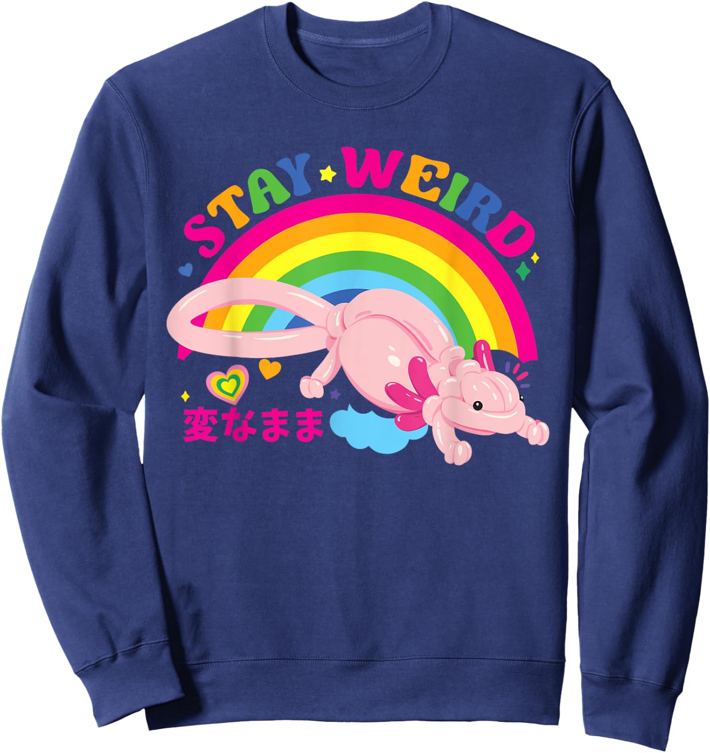 Kidcore Clothes Balloon Axolotl Aesthetic Decora Stay Weird Sweatshirt - Sweatshirt | Navy