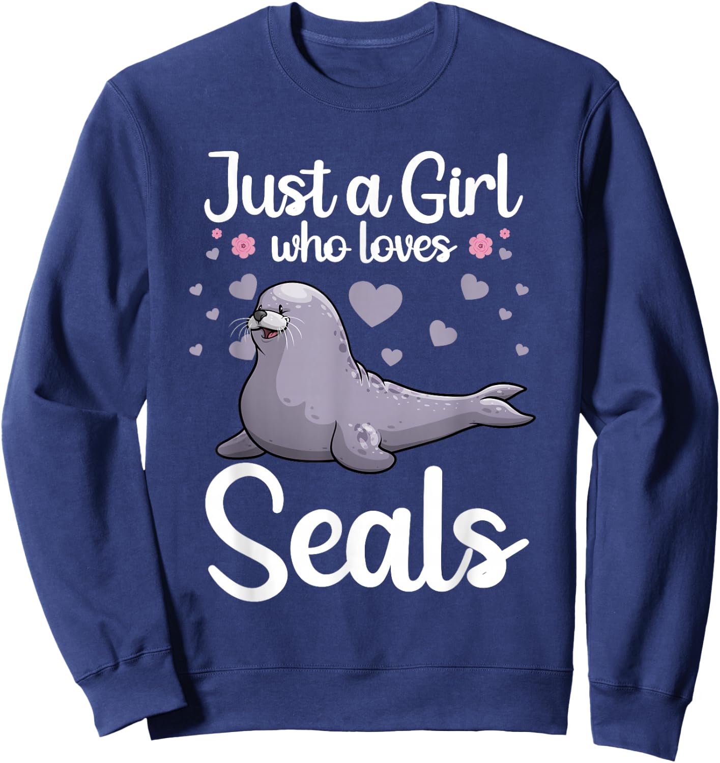Cool Seal Art Women Sea Animal Lover Ocean Zookeeper Sweatshirt - Sweatshirt | Navy