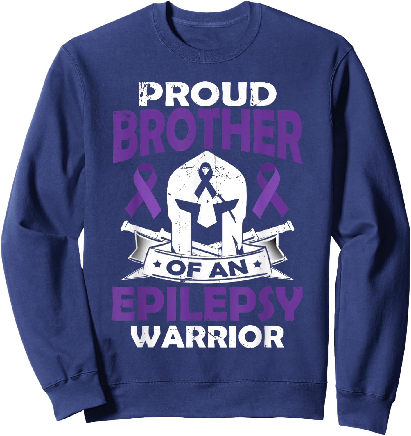 Proud Brother Of Epilepsy Warrior Seizure Disorder Awareness Sweatshirt - Sweatshirt | Navy