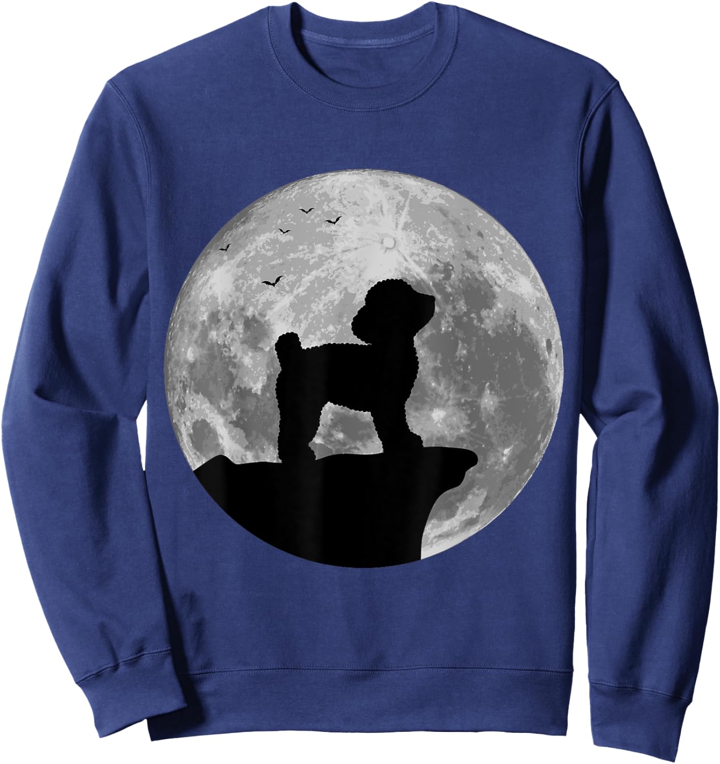 Toy Poodle Silhouette In The Moon Halloween Costume Sweatshirt - Sweatshirt | Navy