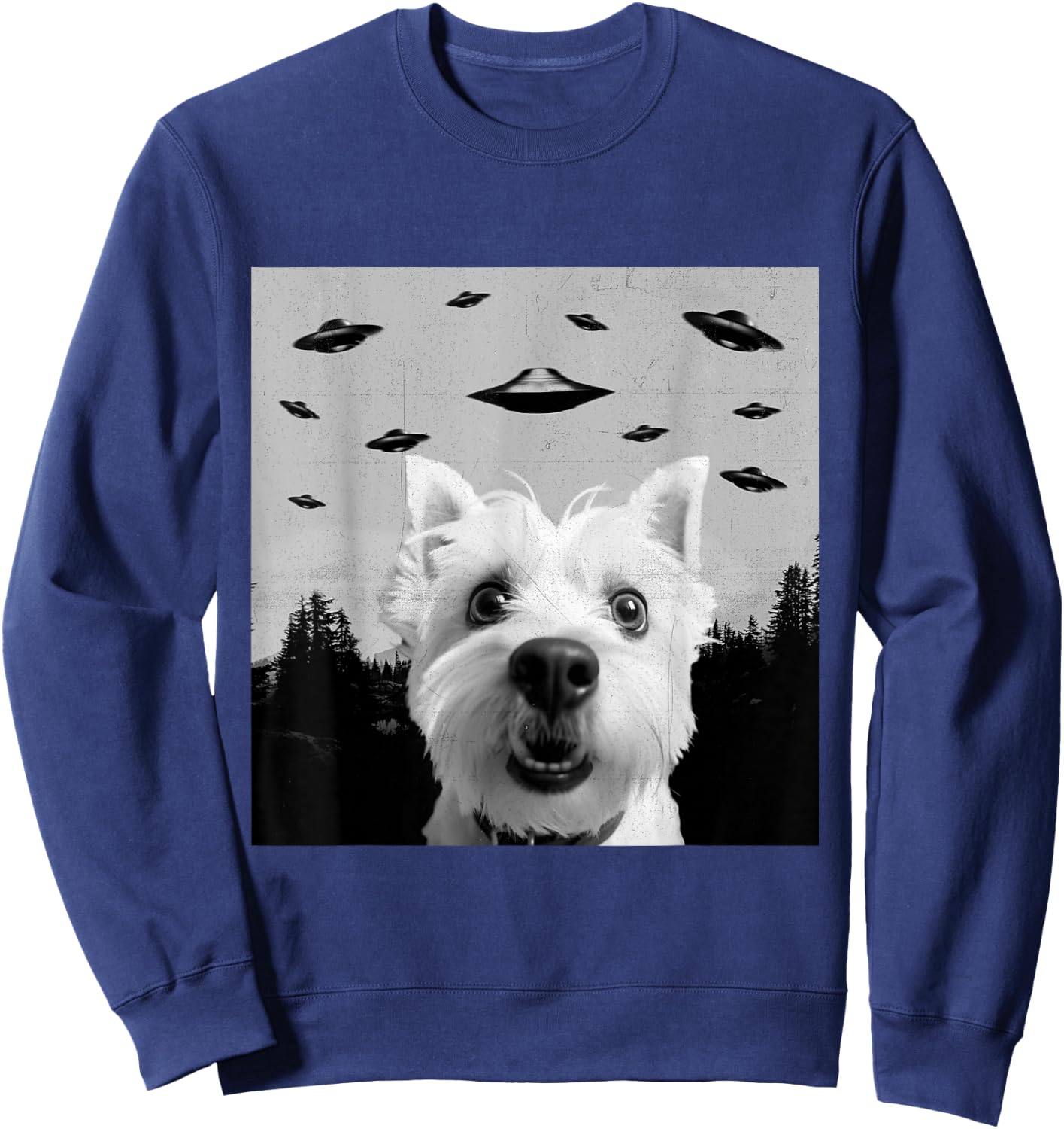 Alien UFO Funny West Highland White Terrier Westie Dog Lover Sweatshirt - Sweatshirt | Navy
