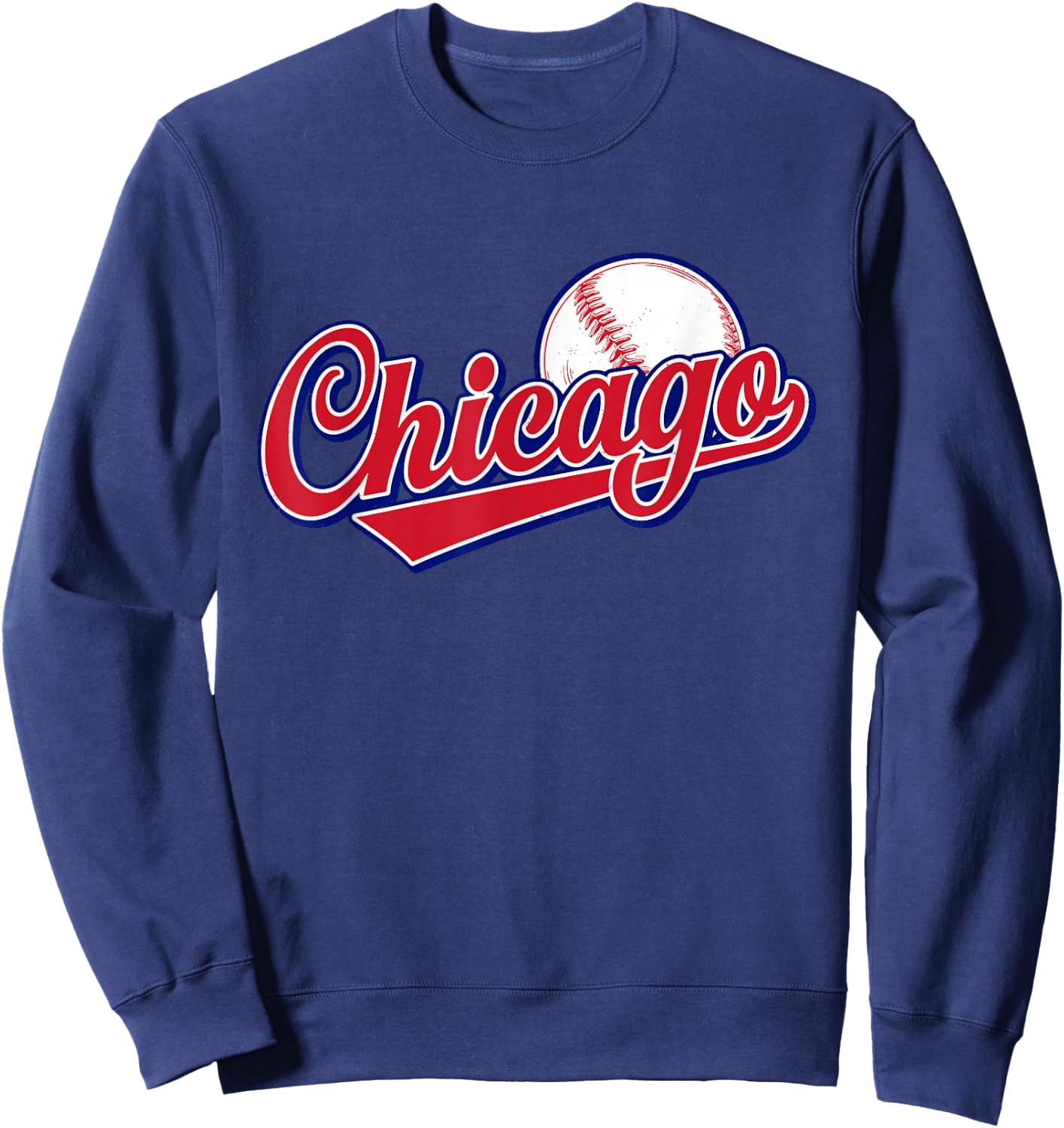 Vintage Chicago Funny Baseball Lover Graphic Men Women Sweatshirt - Sweatshirt | Navy