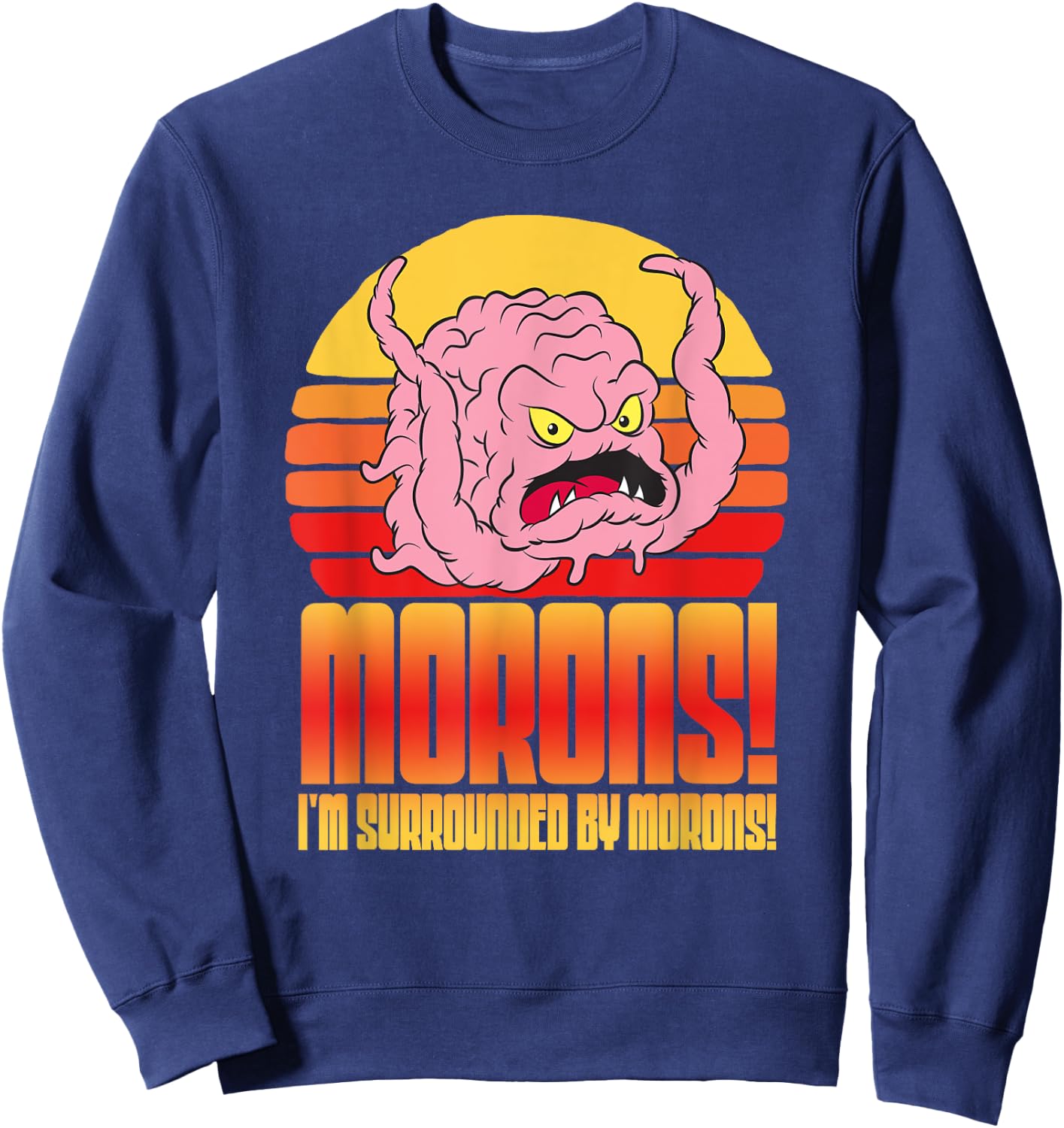 Mademark x Teenage Mutant Ninja Turtles - Krang: Morons! I’m Surrounded by Morons! TMNT Retro Funny Sweatshirt - Sweatshirt | Navy