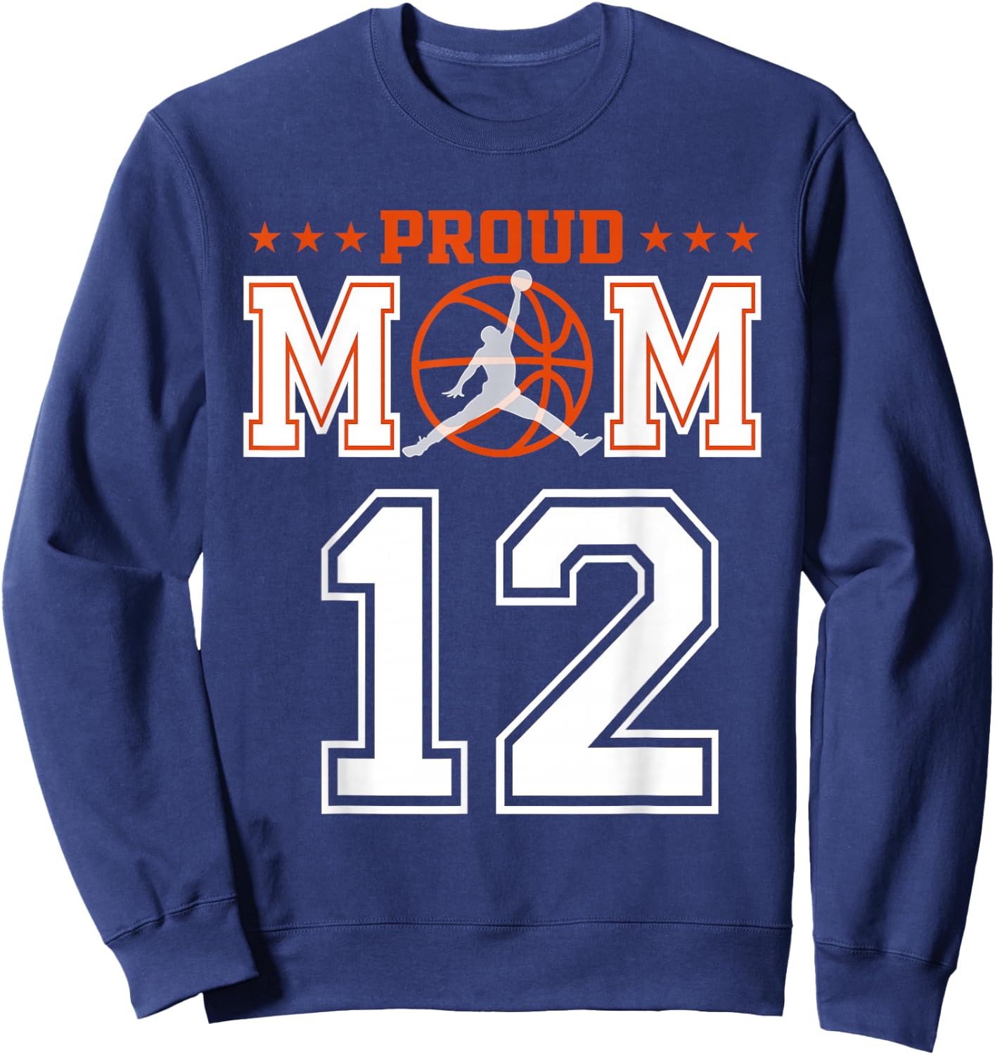 Custom Number 12 Proud Basketball Mom Personalized Sport Lov Sweatshirt - Sweatshirt | Navy