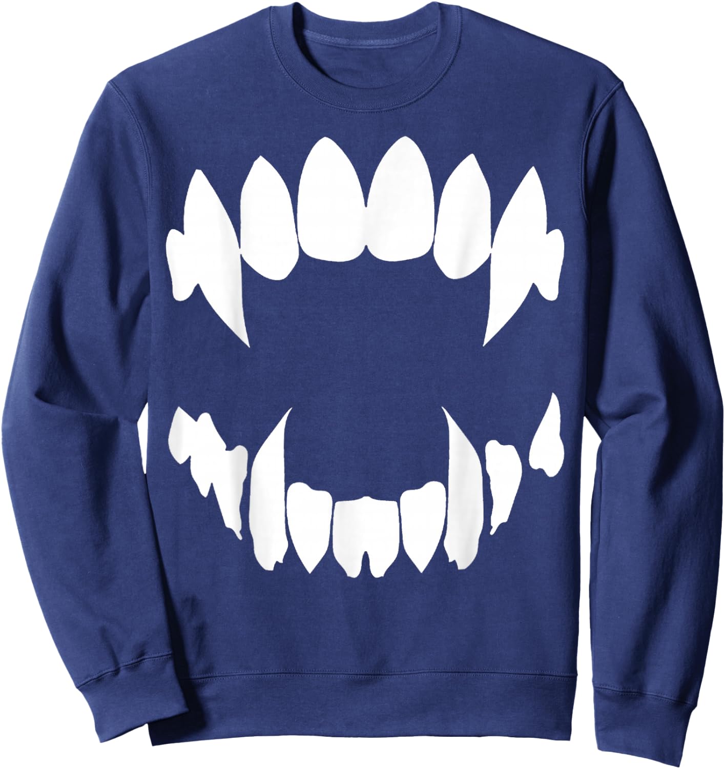 Vampire Fangs Occult Dark Grunge Bite Goth Aesthetic Teeth Sweatshirt - Sweatshirt | Navy