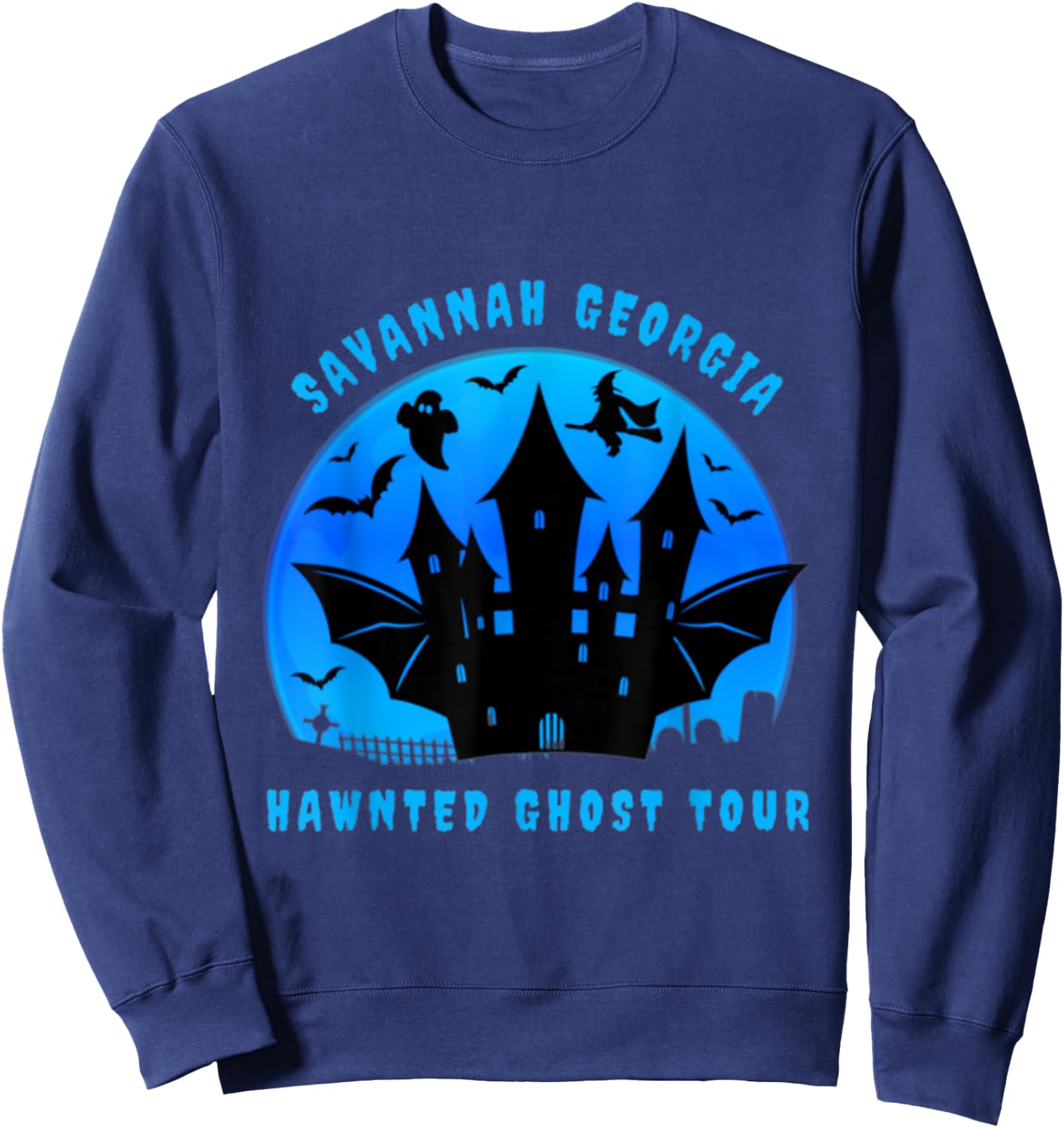 Savannah Georgia Haunted Ghost Tour Funny Halloween Sweatshirt - Sweatshirt | Navy