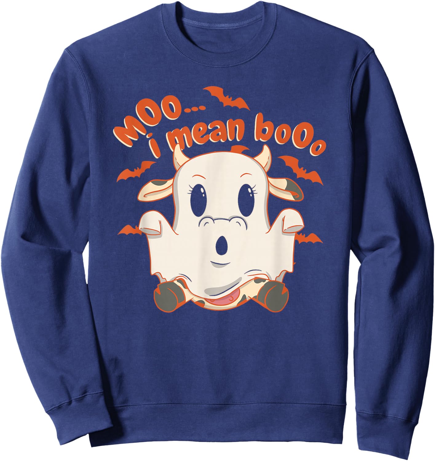 Halloween Moo Cow Dressed as a Ghost Sweatshirt - Sweatshirt | Navy