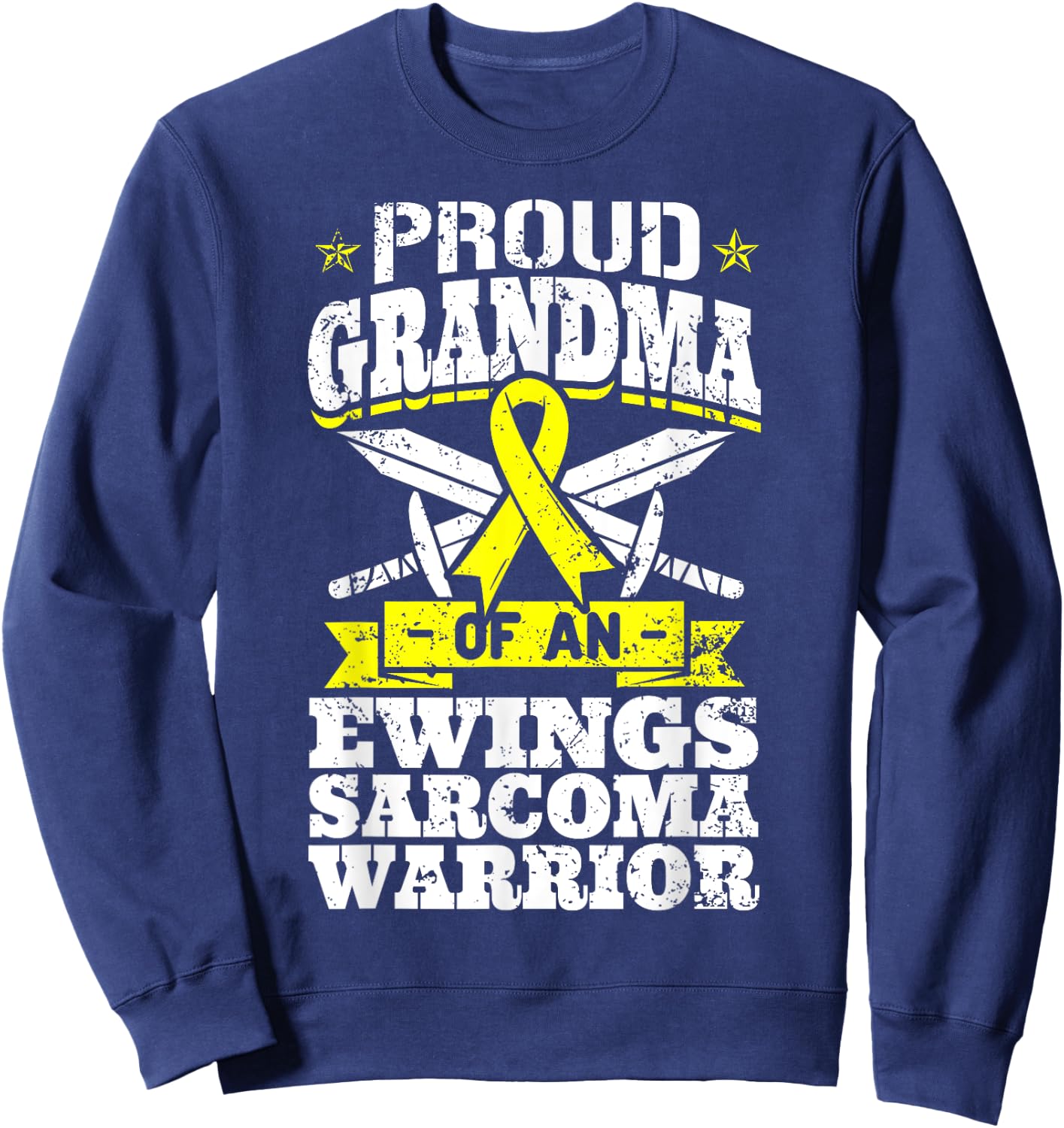 Proud Grandma Of An Ewings Sarcoma Warrior Awareness Ribbon Sweatshirt - Sweatshirt | Navy