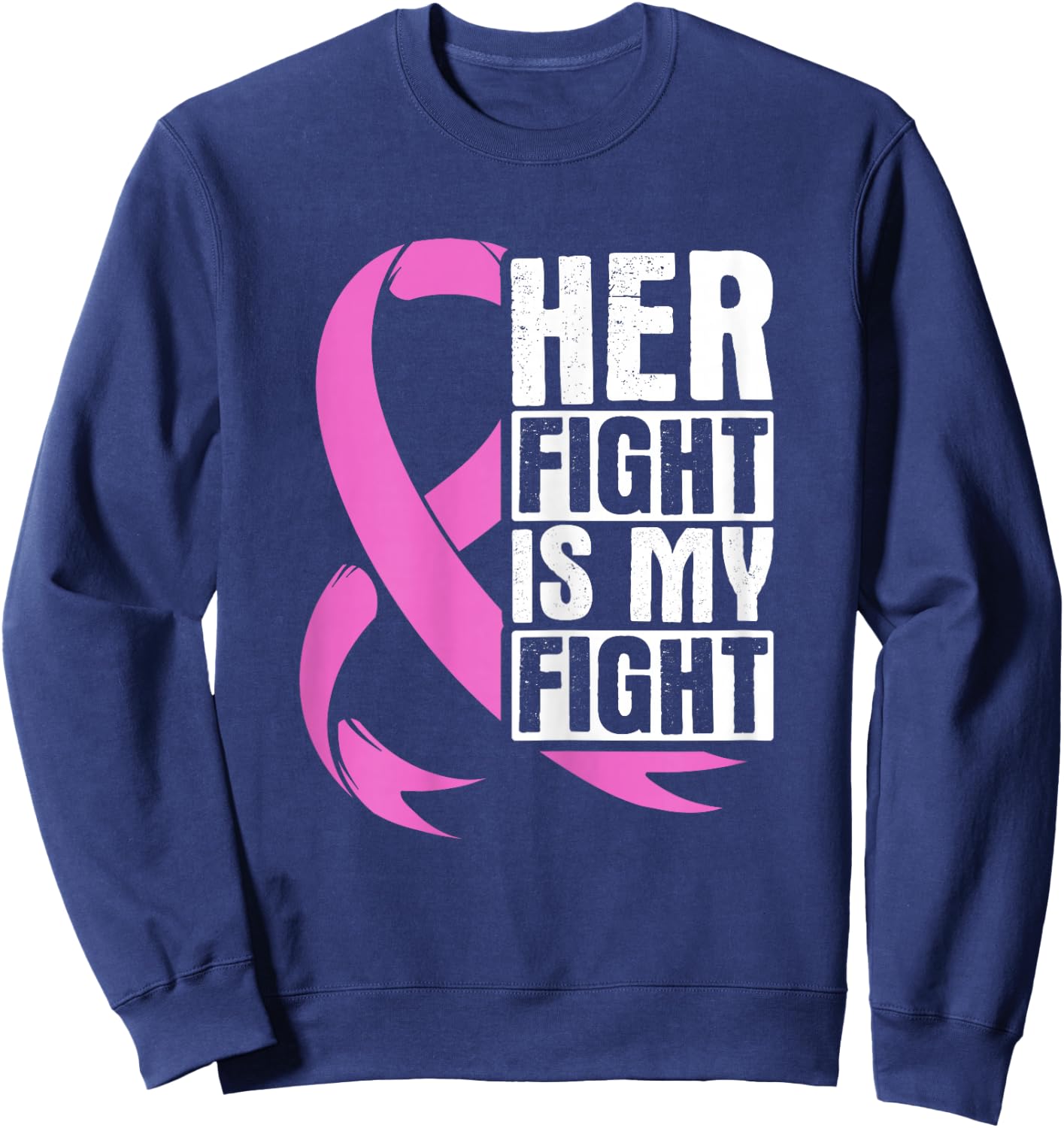 Breast Cancer Awareness Gift ribbon Pink butterfly Sweatshirt - Sweatshirt | Navy