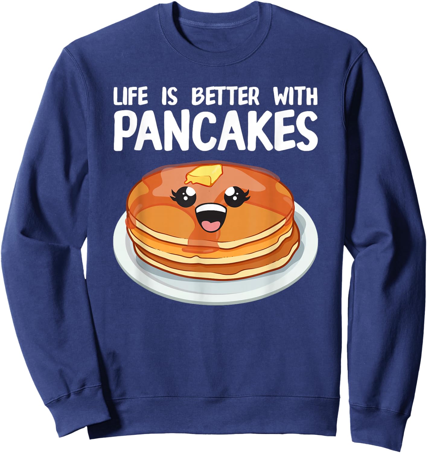 Funny Pancakes Art Men Women Brunch Breakfast Pancake Maker Sweatshirt - Sweatshirt | Navy