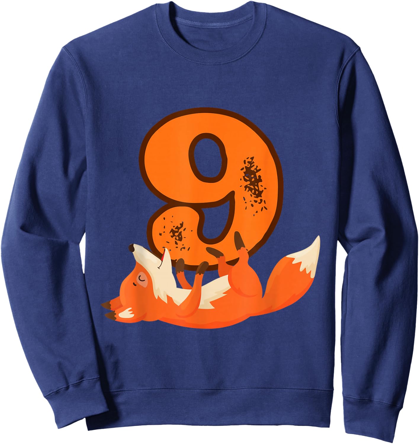 9th Birthday For Girls Gift Funny 9 Years Old Boy Fox Sweatshirt - Sweatshirt | Navy