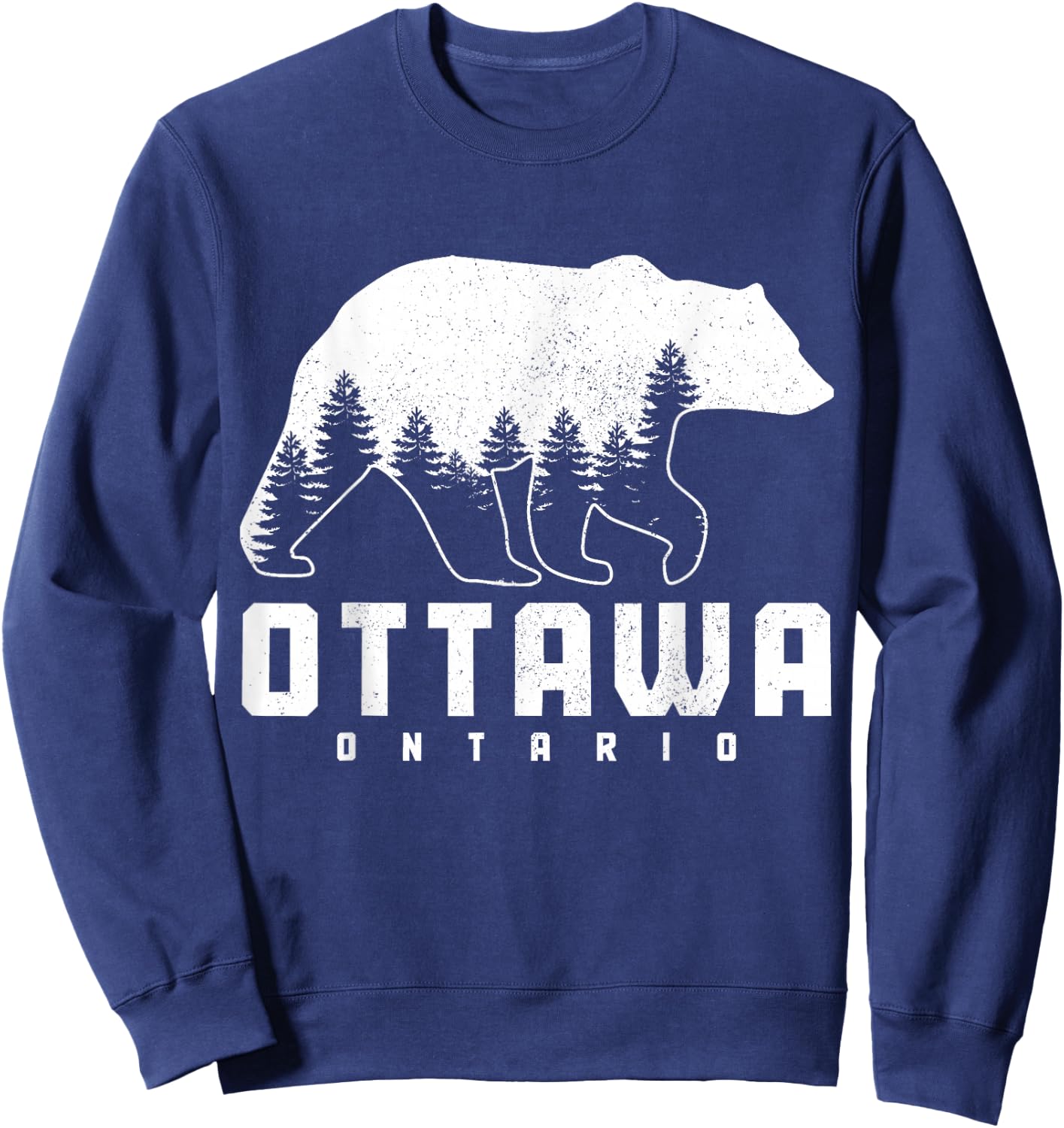 Ottawa Ontario Canada Bear Grizzly Pride Outdoor Vintage Sweatshirt - Sweatshirt | Navy