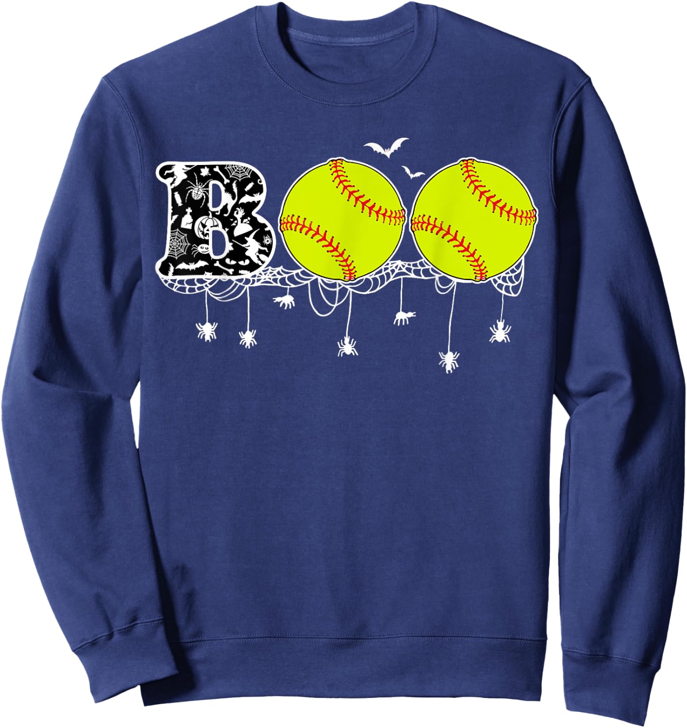 Halloween Softball Lover Boo Baseball Player Women Sweatshirt - Sweatshirt | Navy