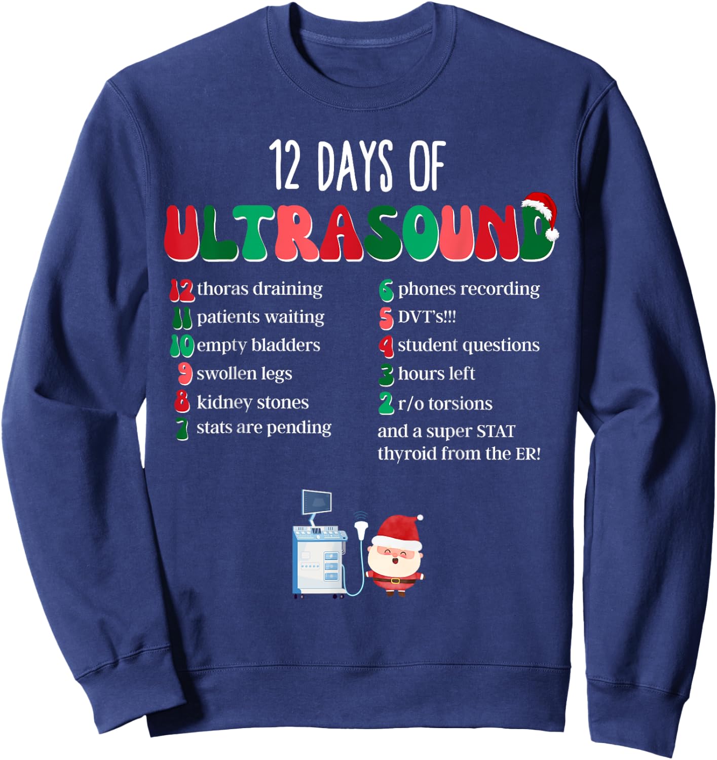 12 Days Of Ultrasound Tech Sonographer Christmas Women Men Sweatshirt - Sweatshirt | Navy