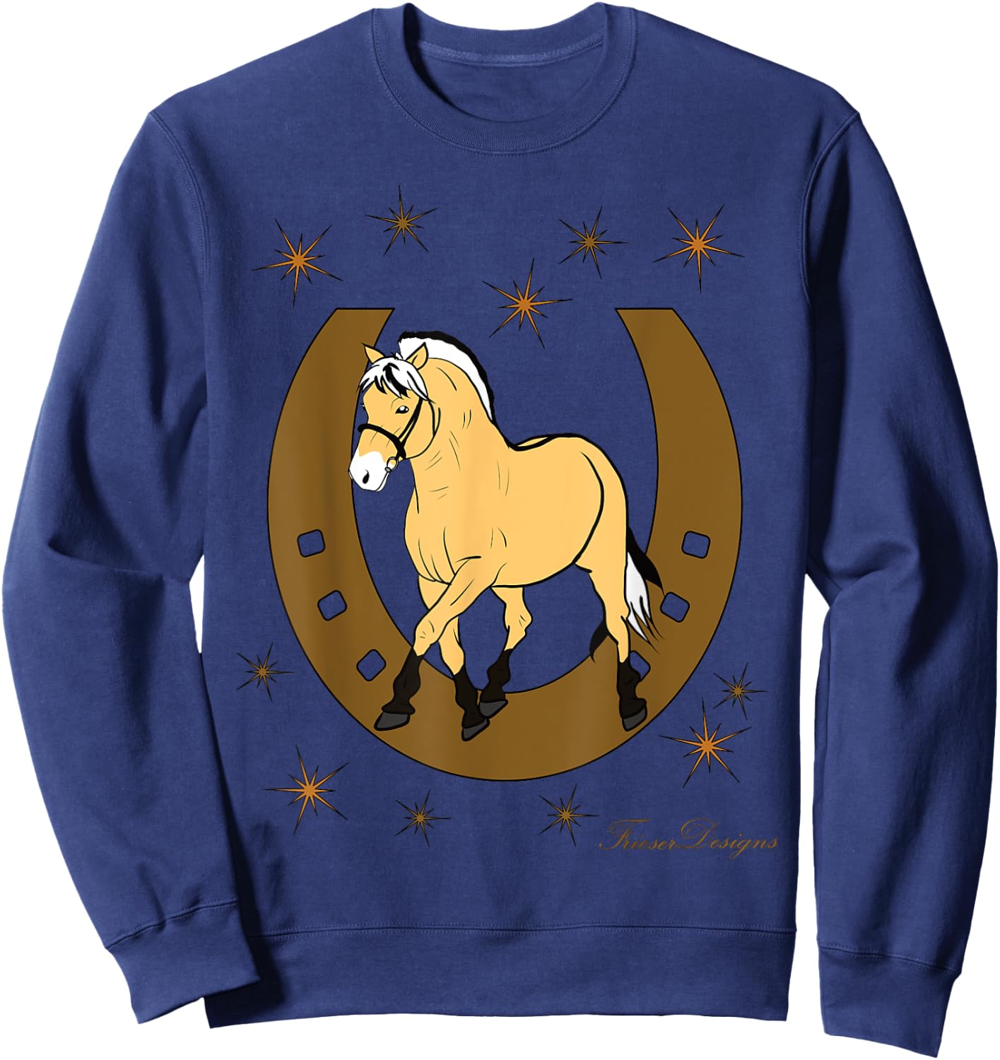 Fjord Horse, Fjord, Fjordi with Horseshoe Pony Fan Cute Horses Sweatshirt - Sweatshirt | Navy