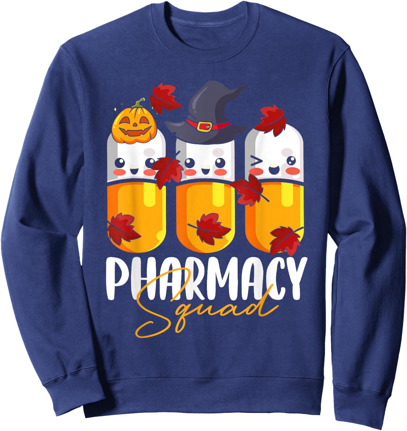 Pharmacy Squad Pharmacist Pumpkin Fall Thanksgiving Sweatshirt - Sweatshirt | Navy