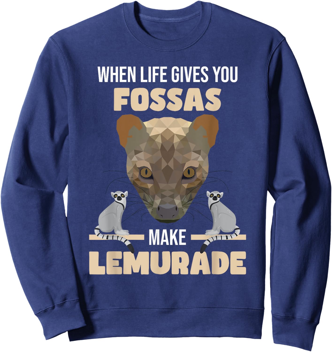 Fossa Hunting Lemurs | Carnivore Fossa Graphic | Madagascar Sweatshirt - Sweatshirt | Navy