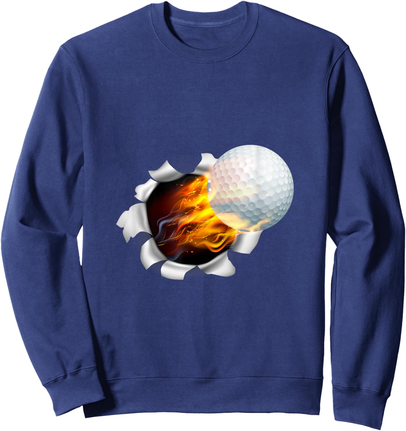 Golf Ball Flame Fire Breaking Background Sweatshirt - Sweatshirt | Navy