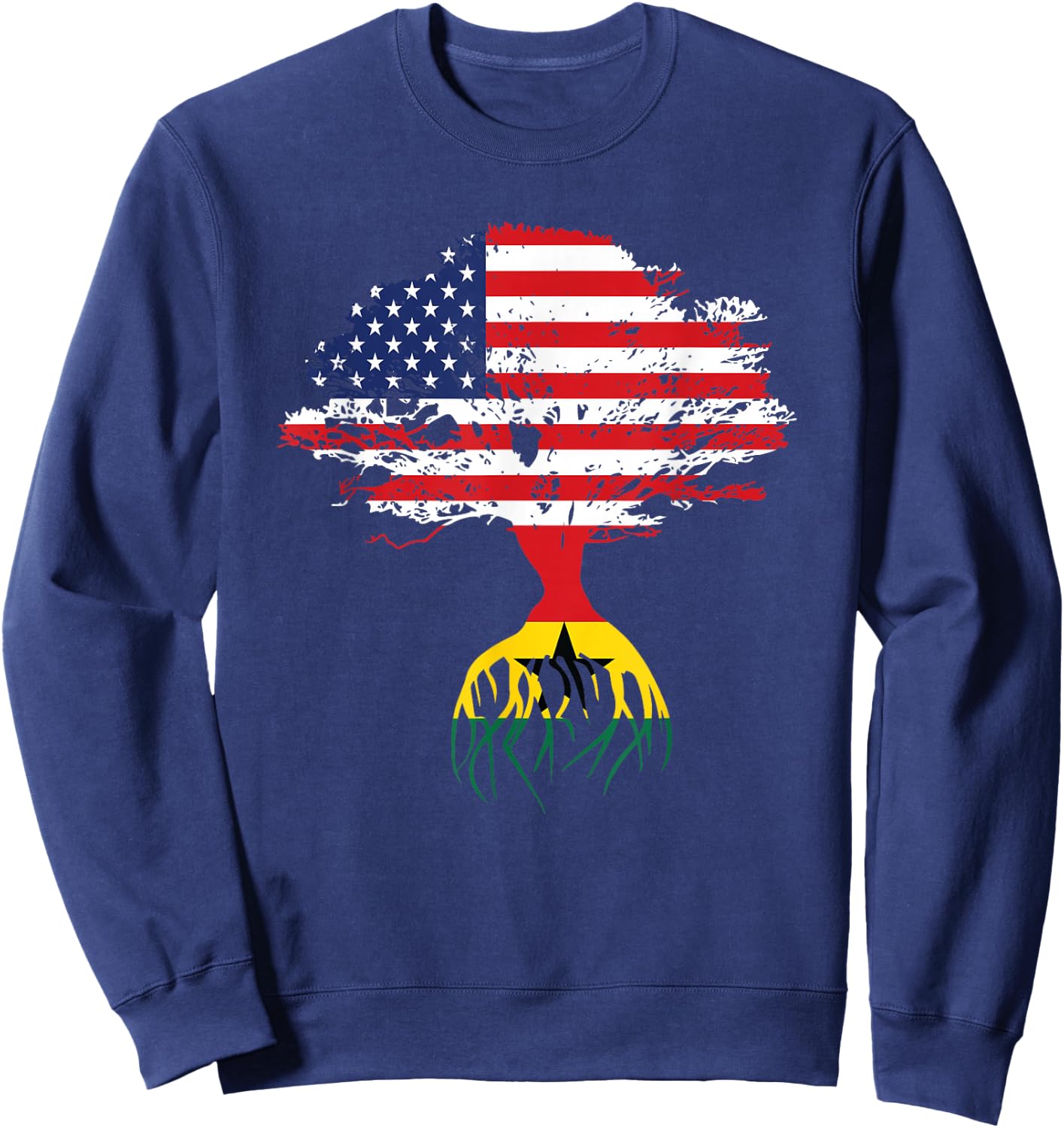 Ghanaian Roots American Flag Ghana Gifts Sweatshirt - Sweatshirt | Navy