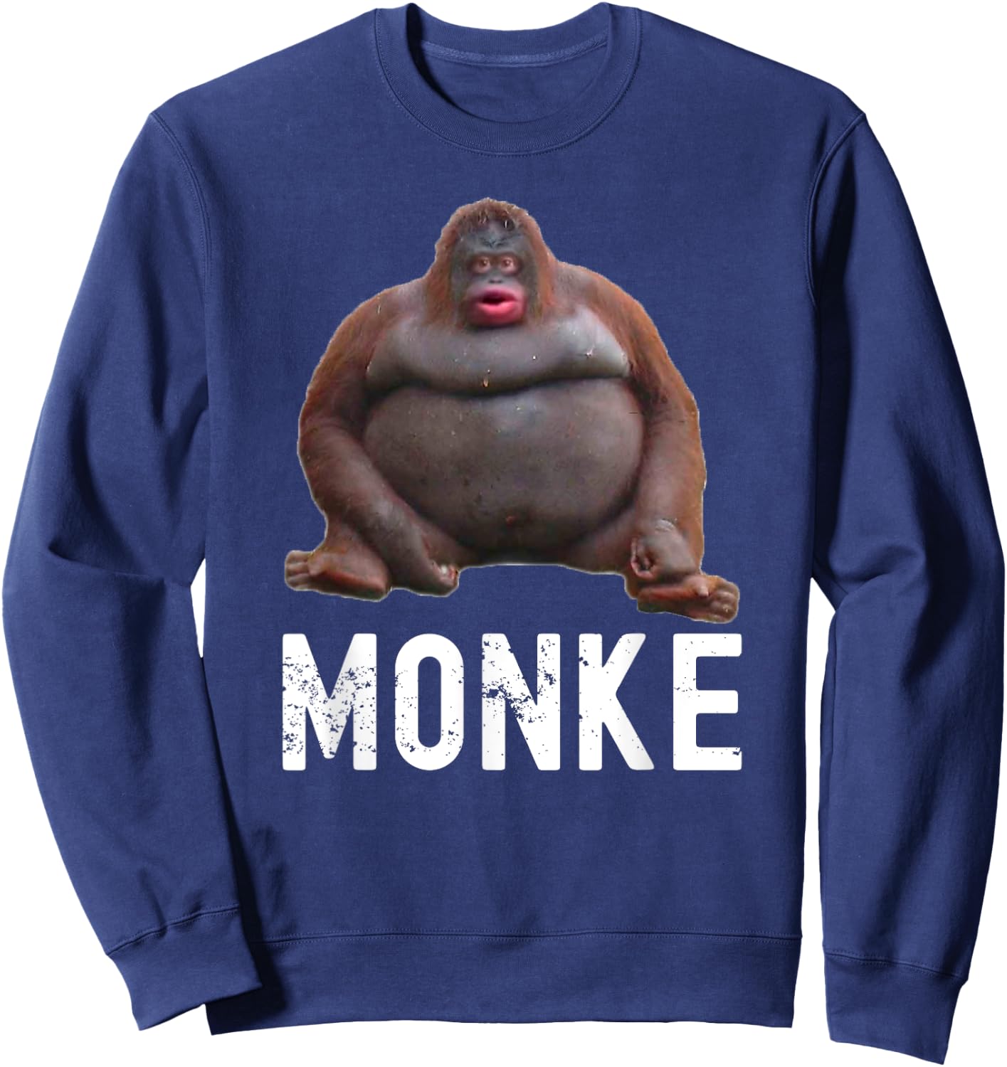 Uh Oh Stinky Monke Apparel Monkey Meme Sweatshirt - Sweatshirt | Navy