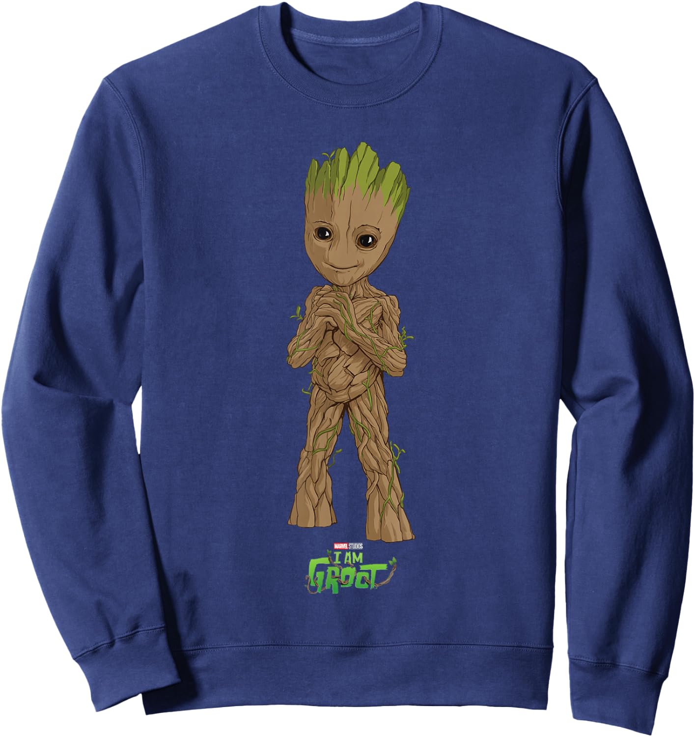 Marvel I Am Groot Super Cute Seedling Superhero Poster Sweatshirt - Sweatshirt | Navy