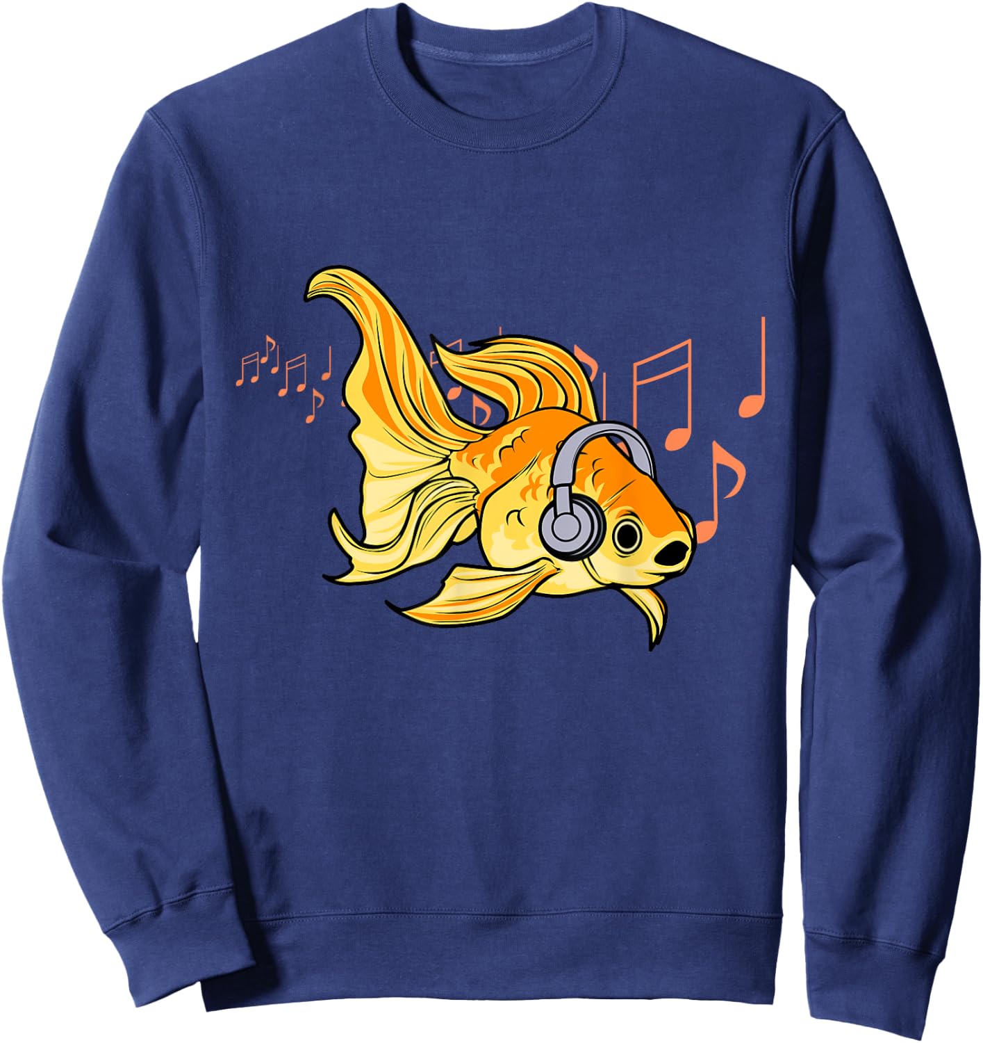 Goldfish Listening Music Headphones Musician Sweatshirt - Sweatshirt | Navy