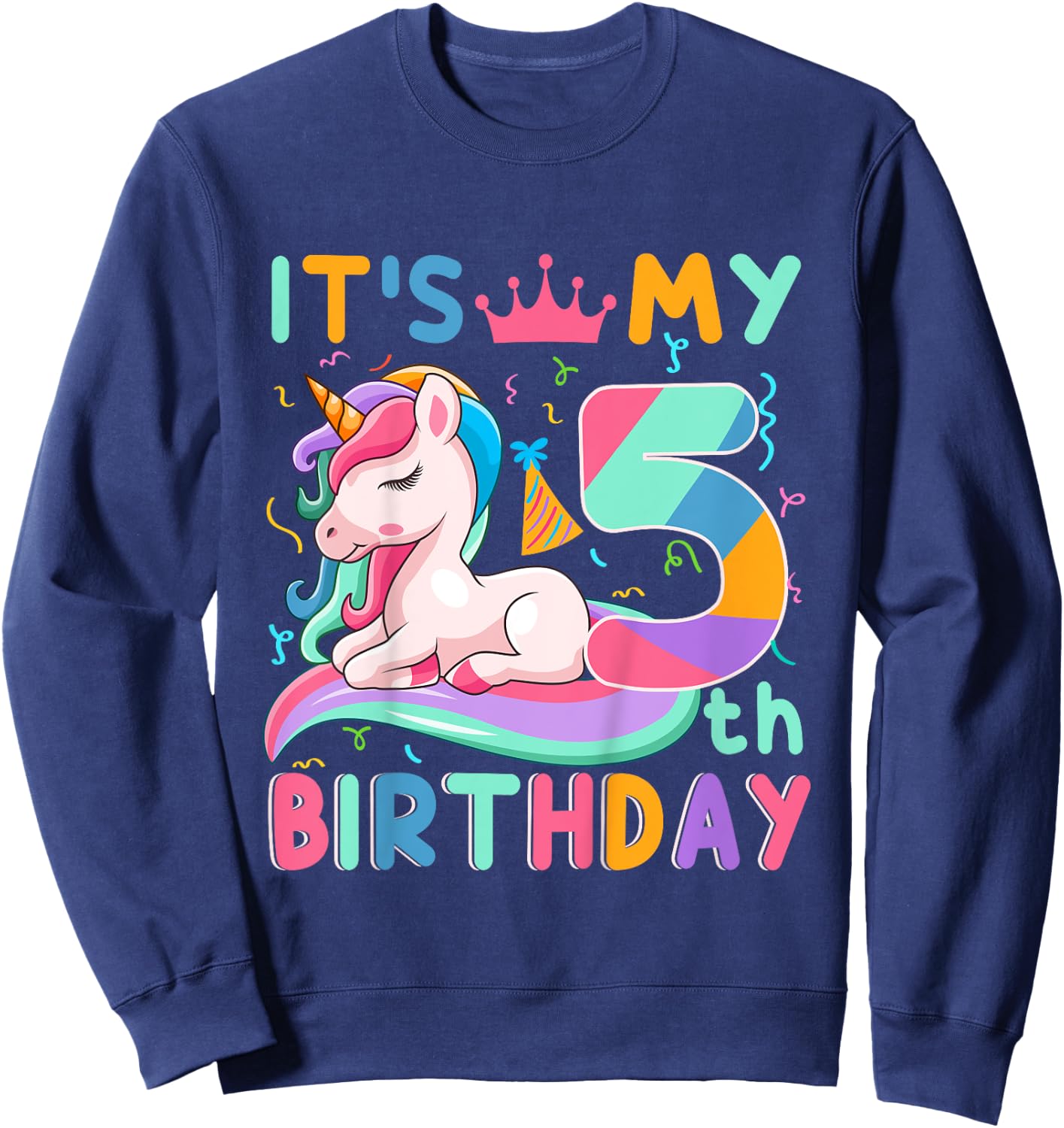 Kids It's My 5th Birthday Unicorn Lover Kid 5 Years Old Birthday Sweatshirt - Sweatshirt | Navy