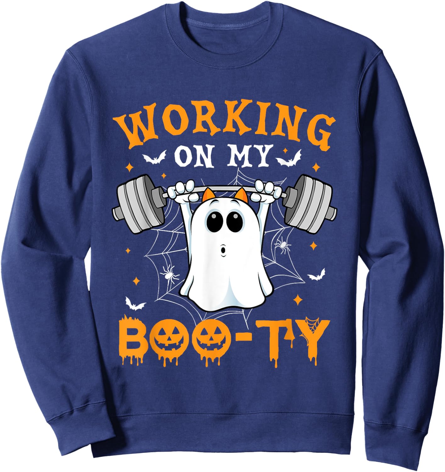 Funny Halloween Working On My Booty Workout Gym Sweatshirt - Sweatshirt | Navy