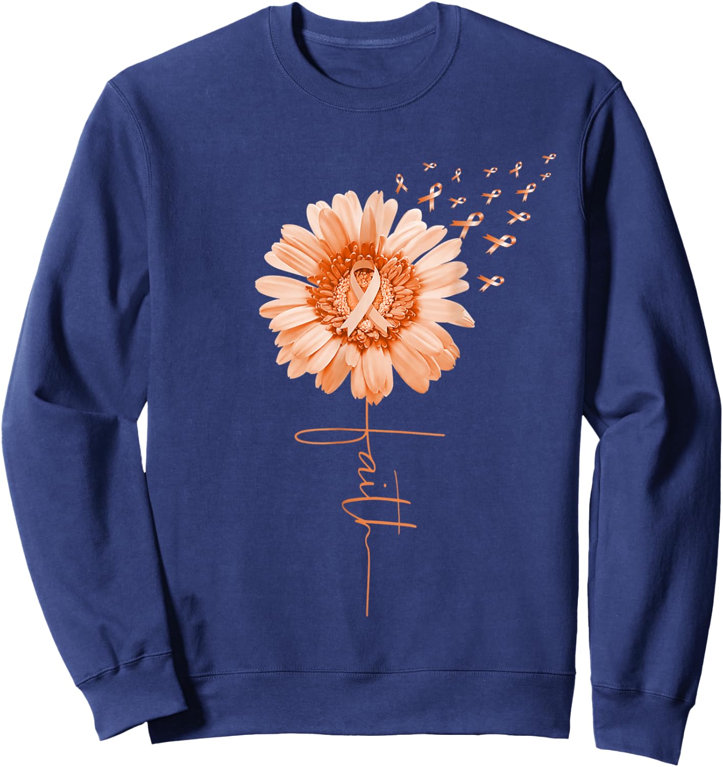 Multiple Sclerosis Faith MS Awareness Sunflower Ribbon Girl Sweatshirt - Sweatshirt | Navy