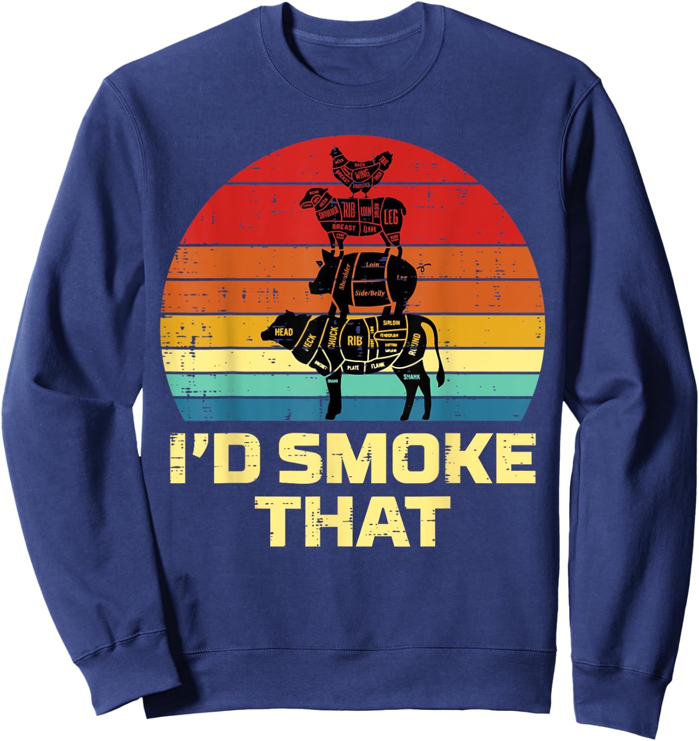 Id Grill That Retro Bbq Barbecue Grill Meat Lover Men Women Sweatshirt - Sweatshirt | Navy