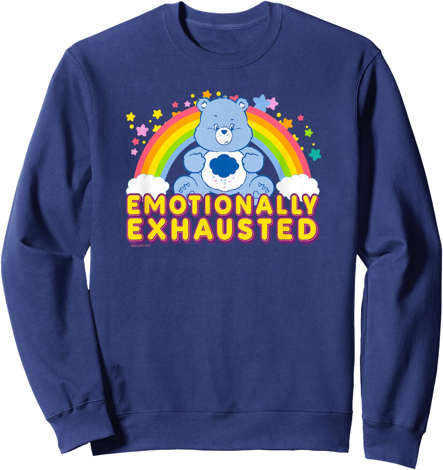 Care Bears Emotionally Exhausted Rainbow Grumpy Bear Icon Sweatshirt - Sweatshirt | Navy