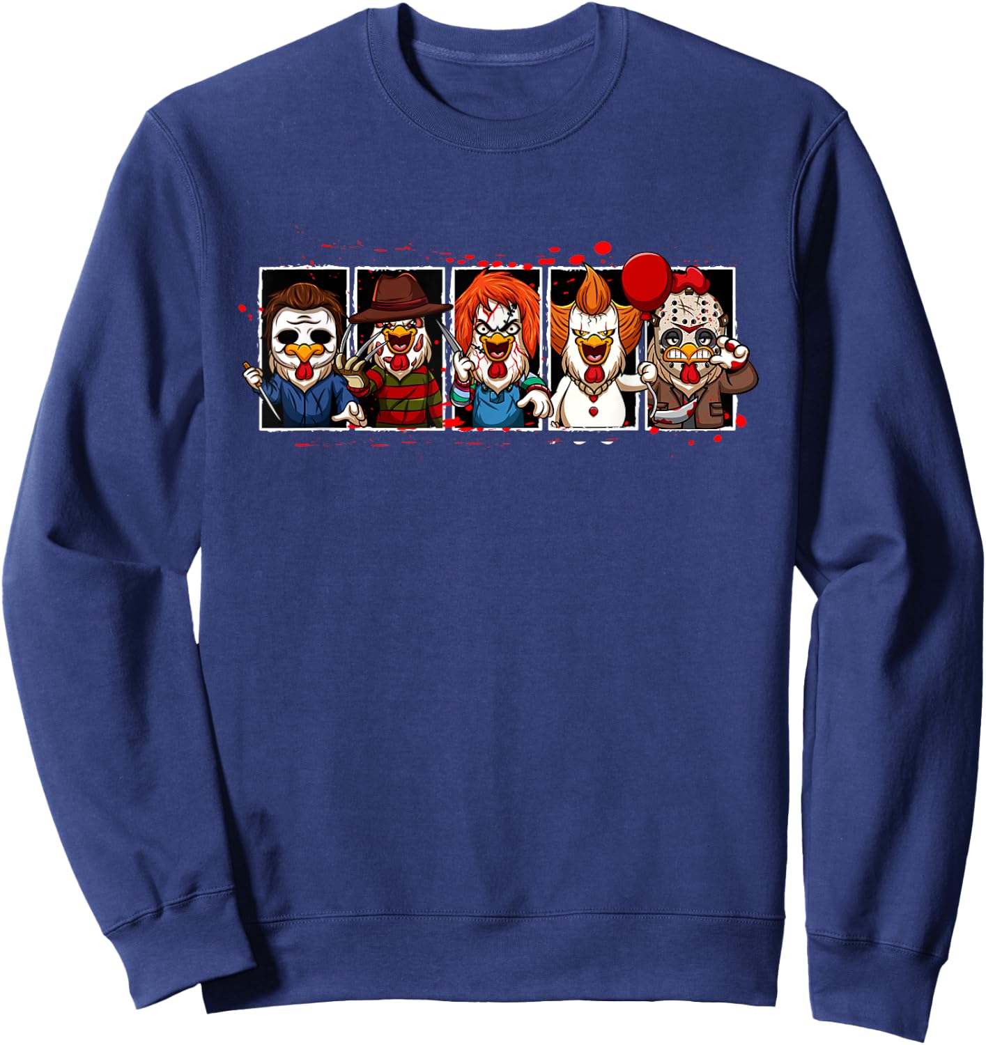 My Little Horror Crew - Halloween Horror Movies Chicken Sweatshirt - Sweatshirt | Navy