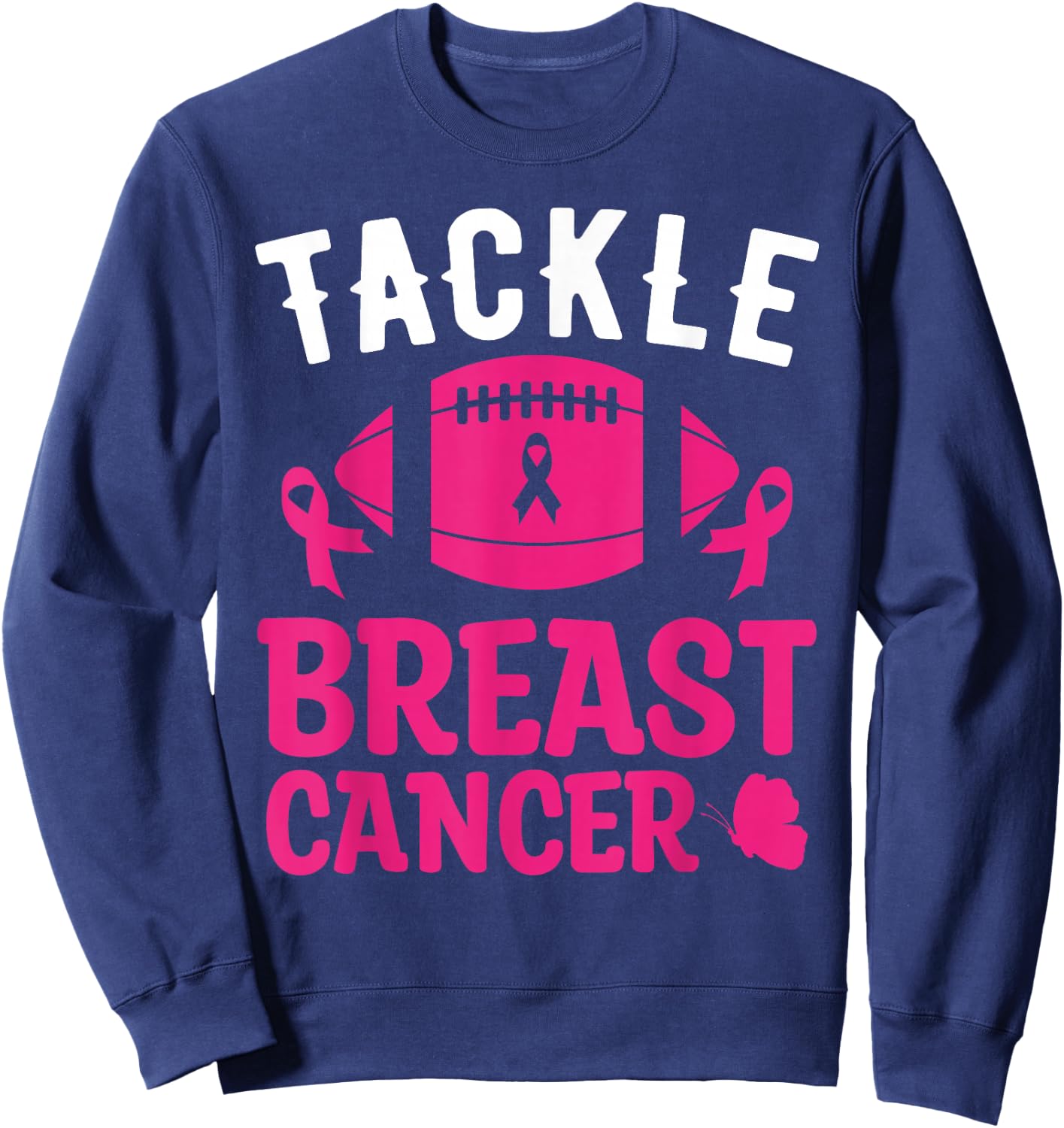 Breast Cancer Awareness Football Tackle Breast Cancer Sweatshirt - Sweatshirt | Navy