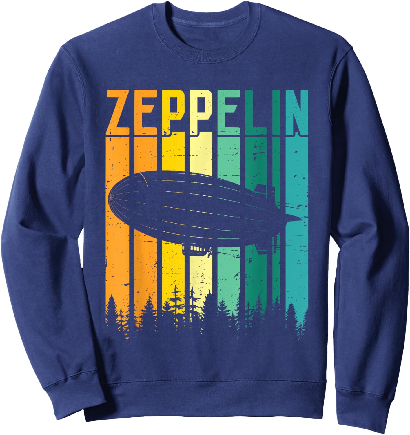 Retro Zeppelin 70s 80s Dirigible Airship Zepelin Zepplin Sweatshirt - Sweatshirt | Navy