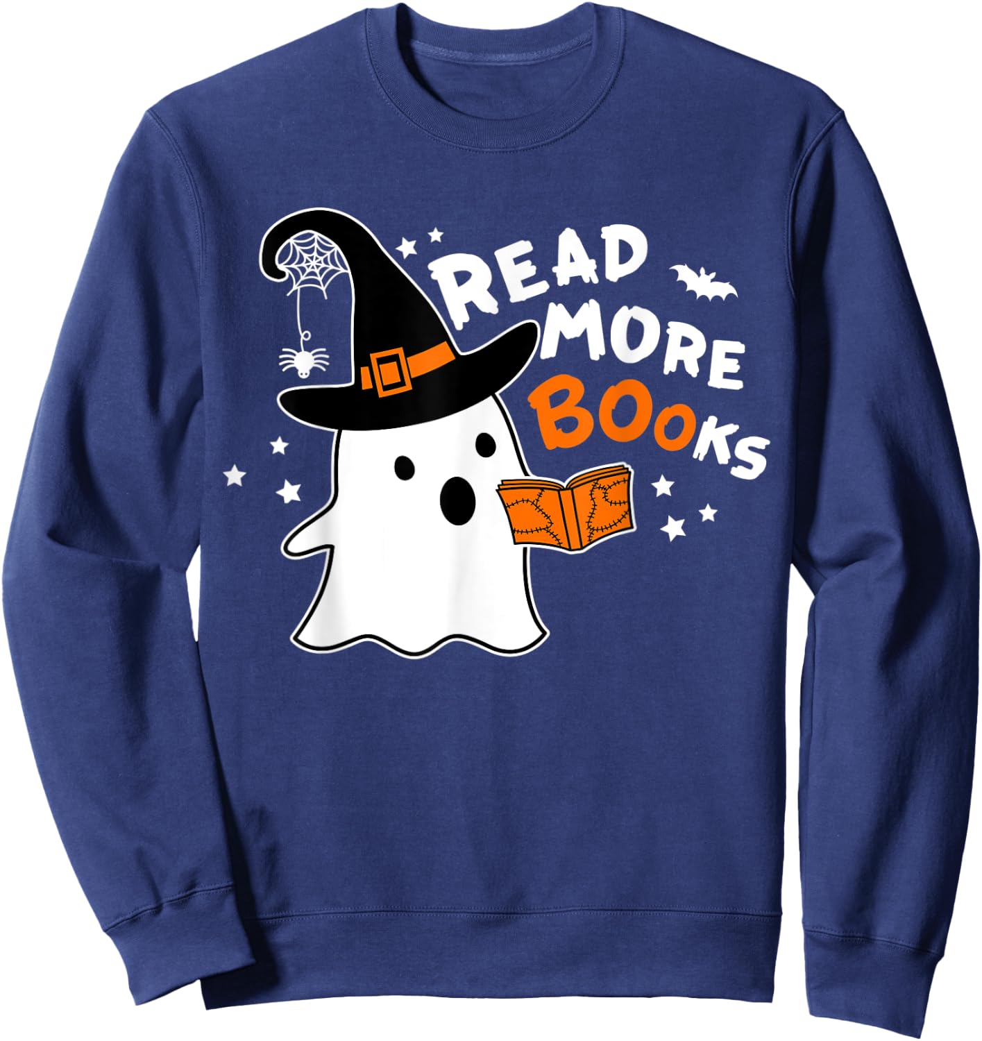 Read More Booooooks Bookish Spooky Teacher Retro Halloween Women Kids Sweatshirt - Sweatshirt | Navy