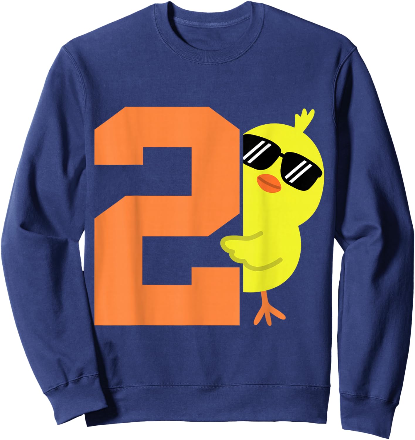 Toddler 2nd Birthday Chicken Themed 2 Year Old Boy Kid Chick Sweatshirt - Sweatshirt | Navy